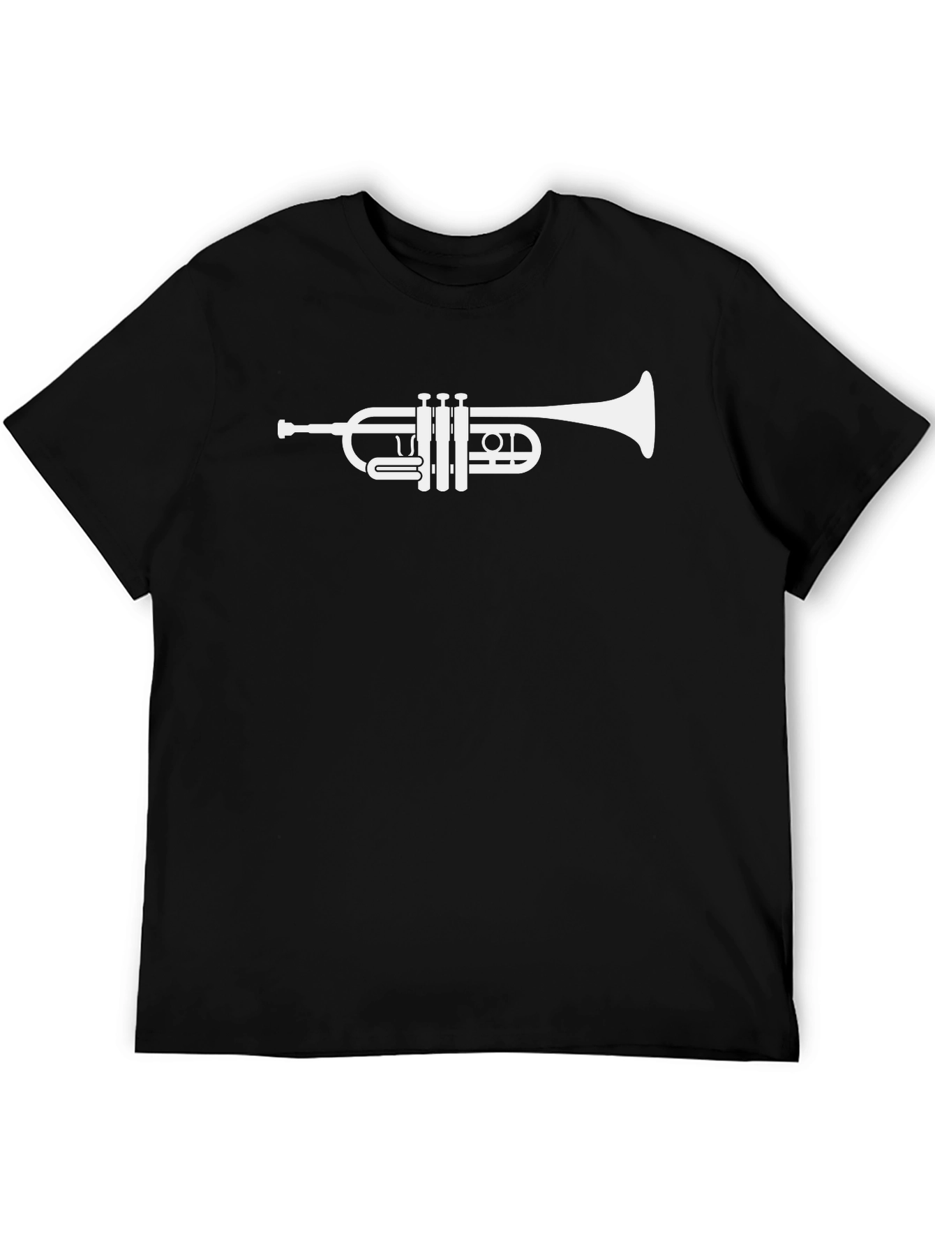 Trumpet Graphic Tee - Black Cotton Blend T-Shirt