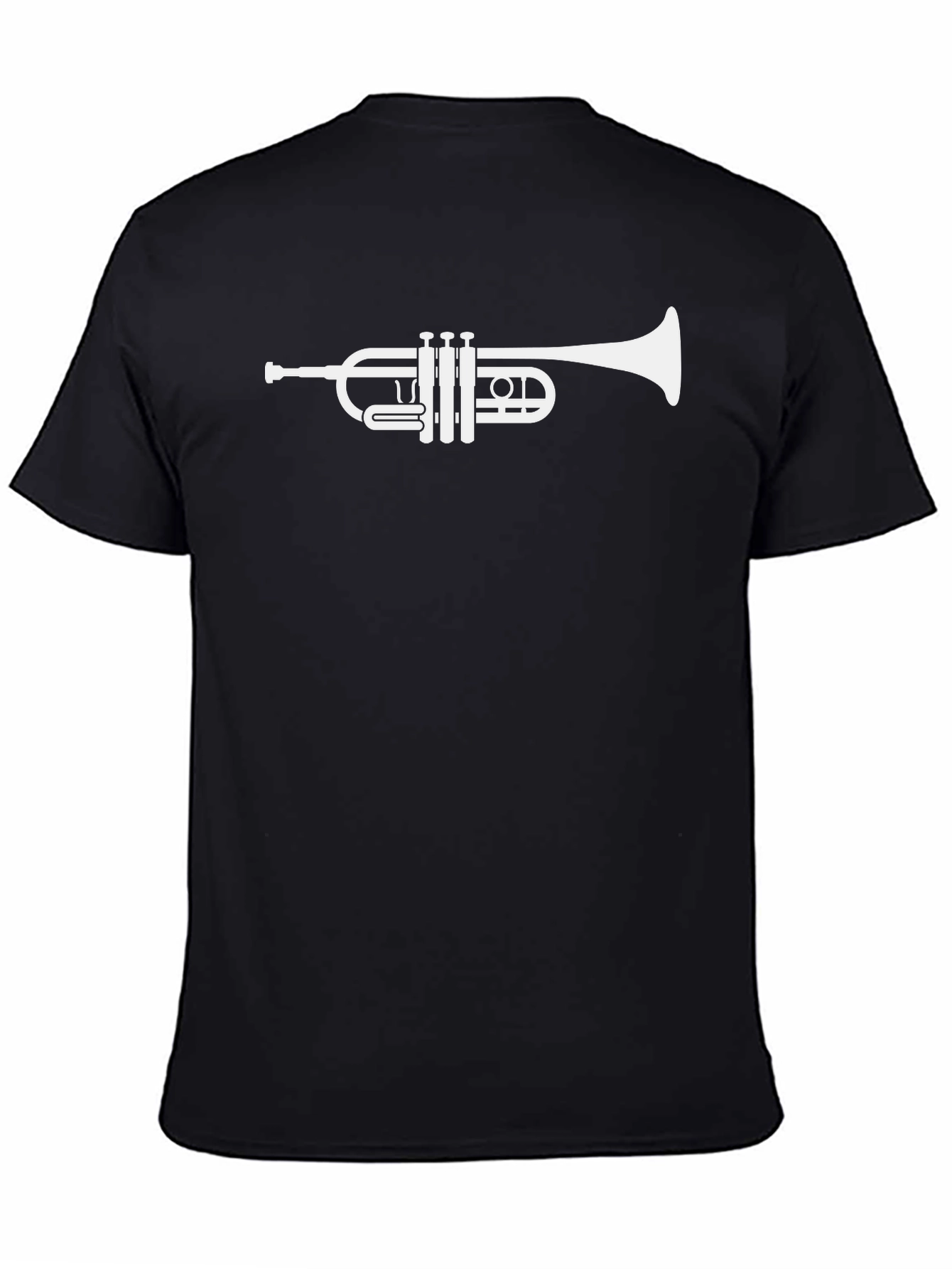 Trumpet Graphic Tee - Black Cotton Blend T-Shirt