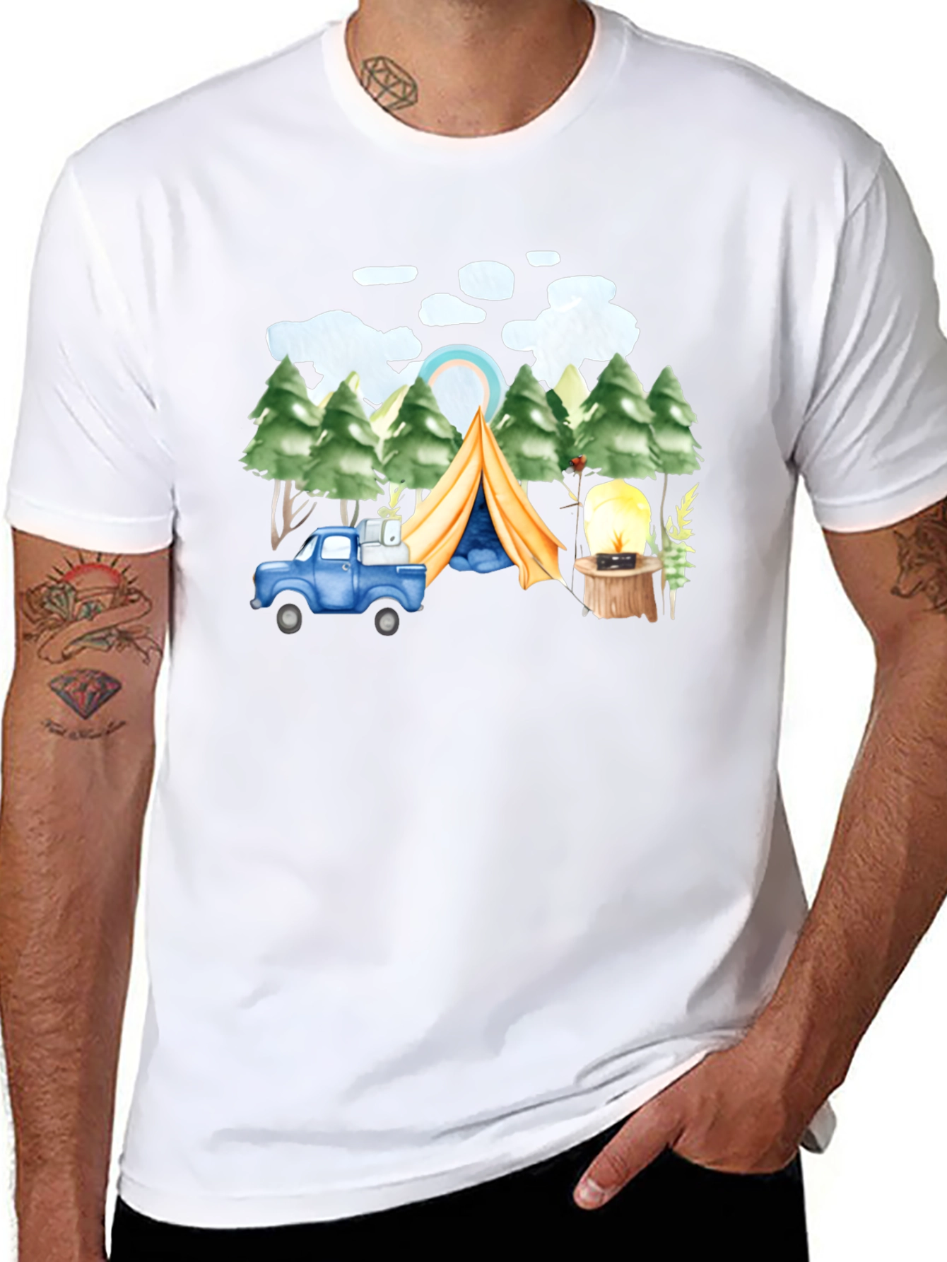 Camping Trip T-Shirt Black Cotton Tee