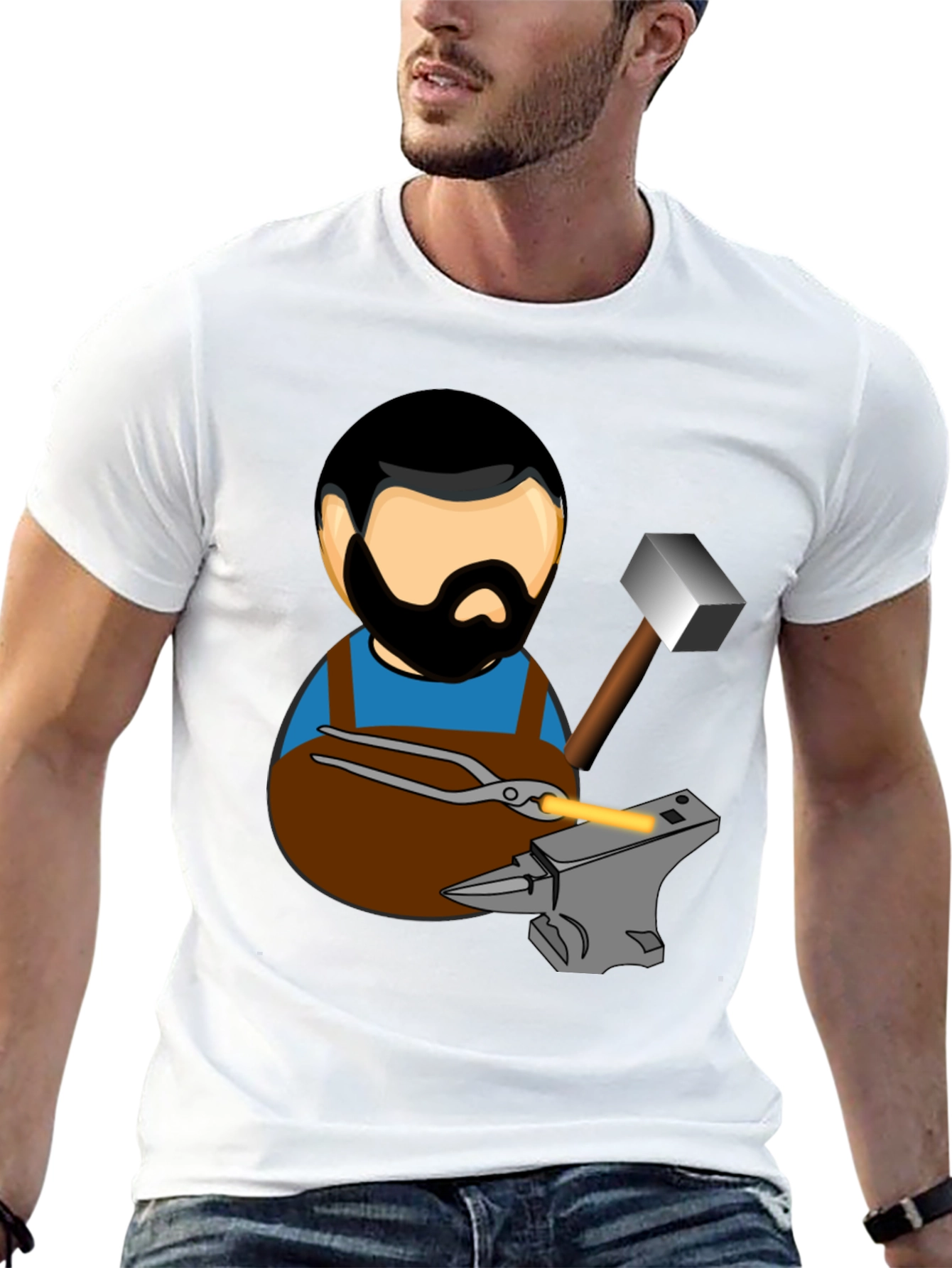 Blacksmith T-Shirt Cartoon Anvil Hammer Forge