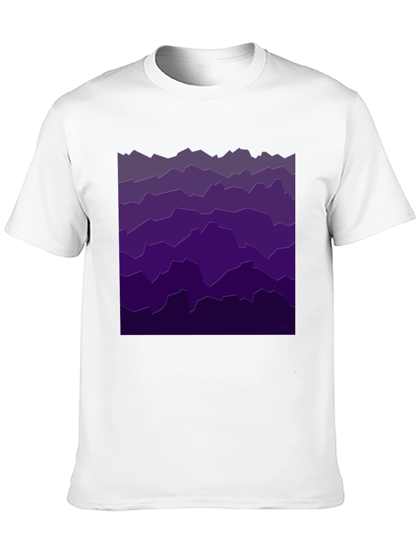 Abstract Purple Mountainscape Black T-Shirt