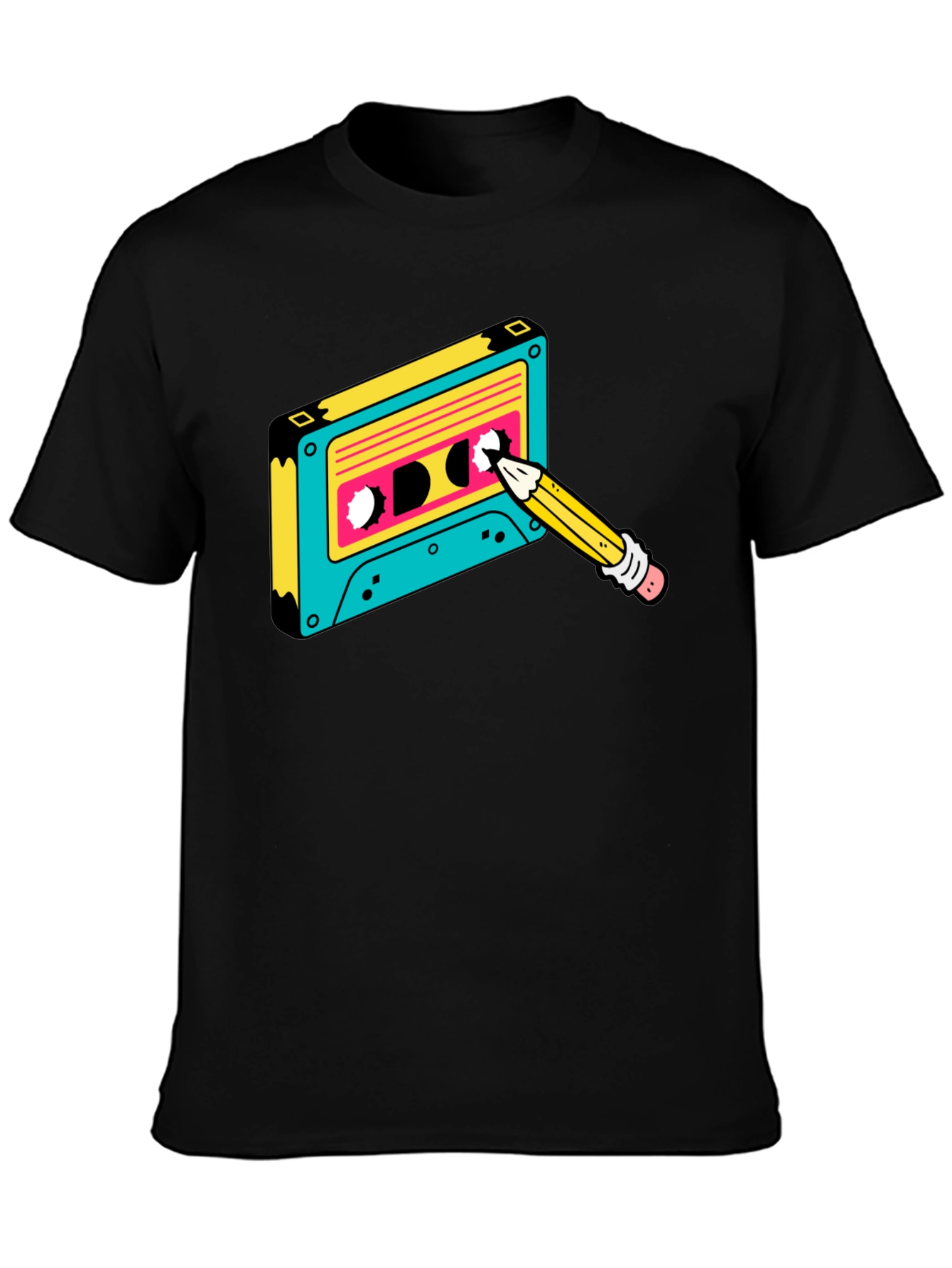 Retro Cassette Tape & Pencil Graphic Tee