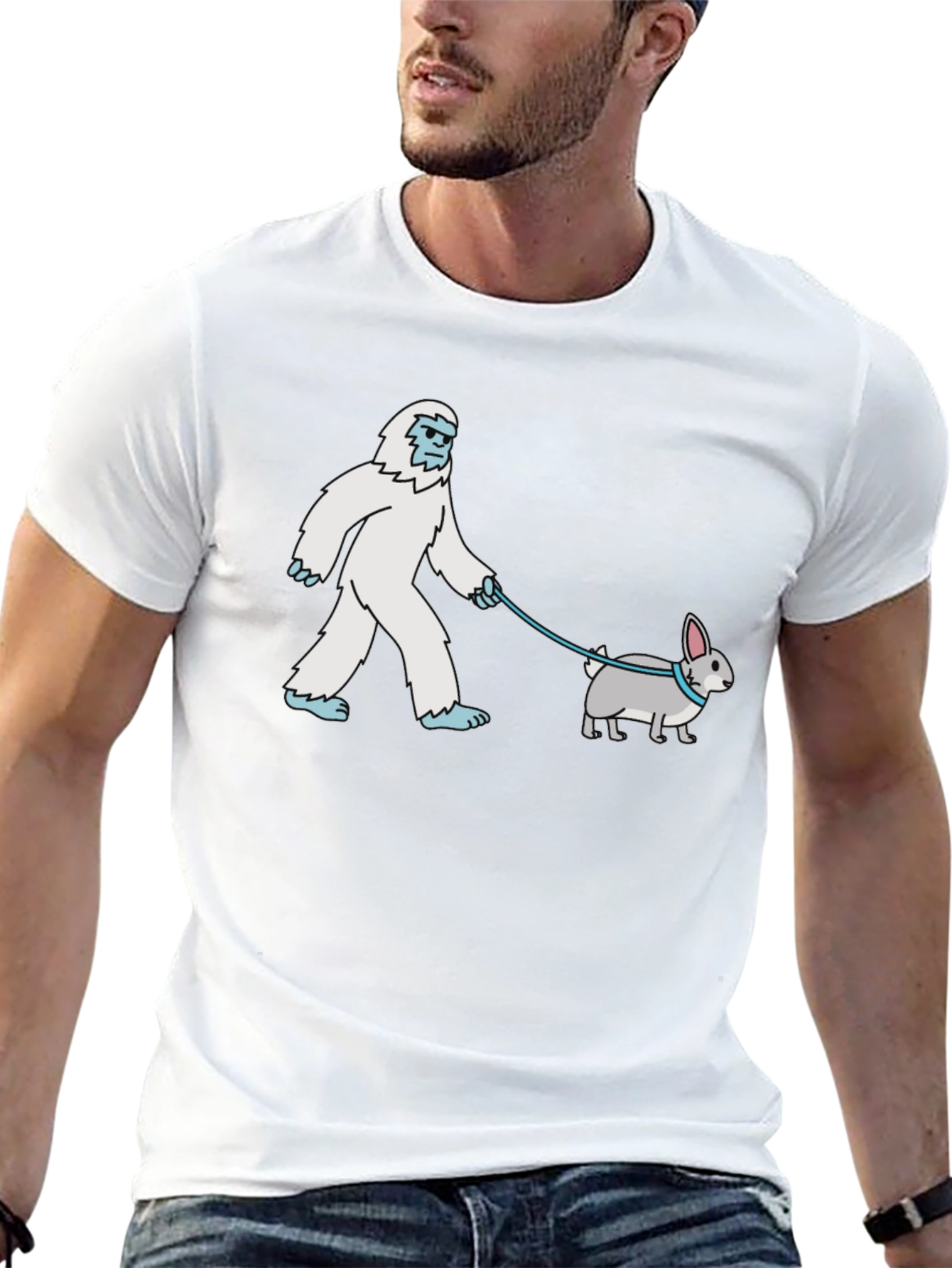 Yeti Walks Bunny T-Shirt - Unique Graphic Tee