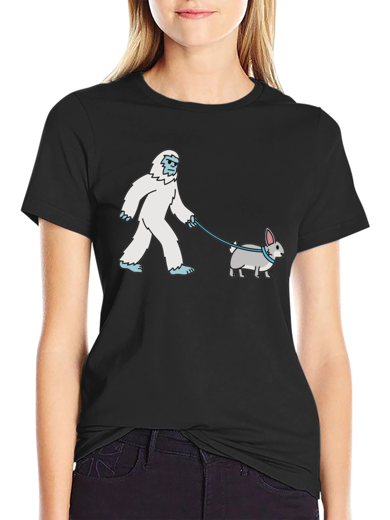 Yeti Walks Bunny T-Shirt - Unique Graphic Tee