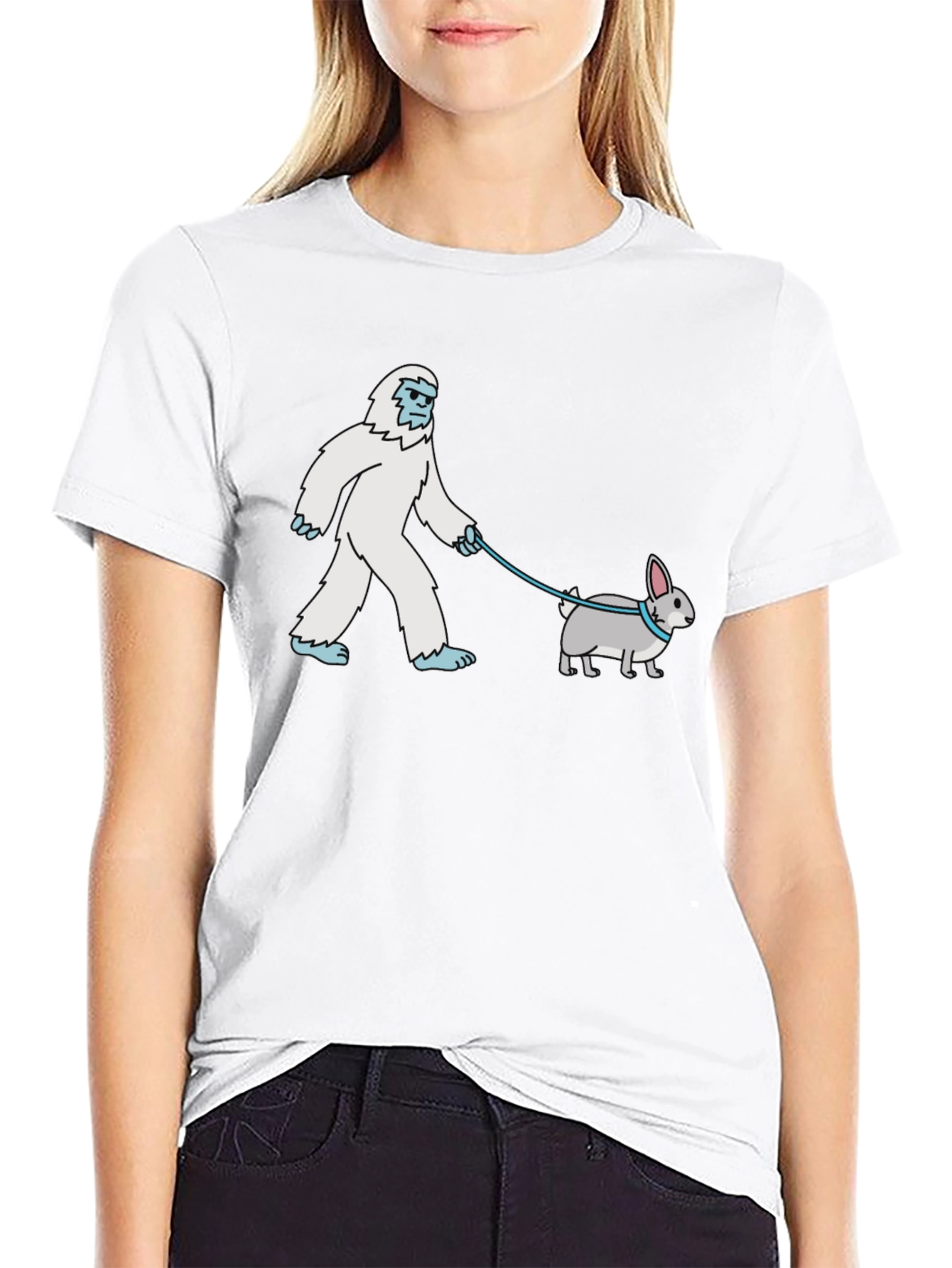 Yeti Walks Bunny T-Shirt - Unique Graphic Tee