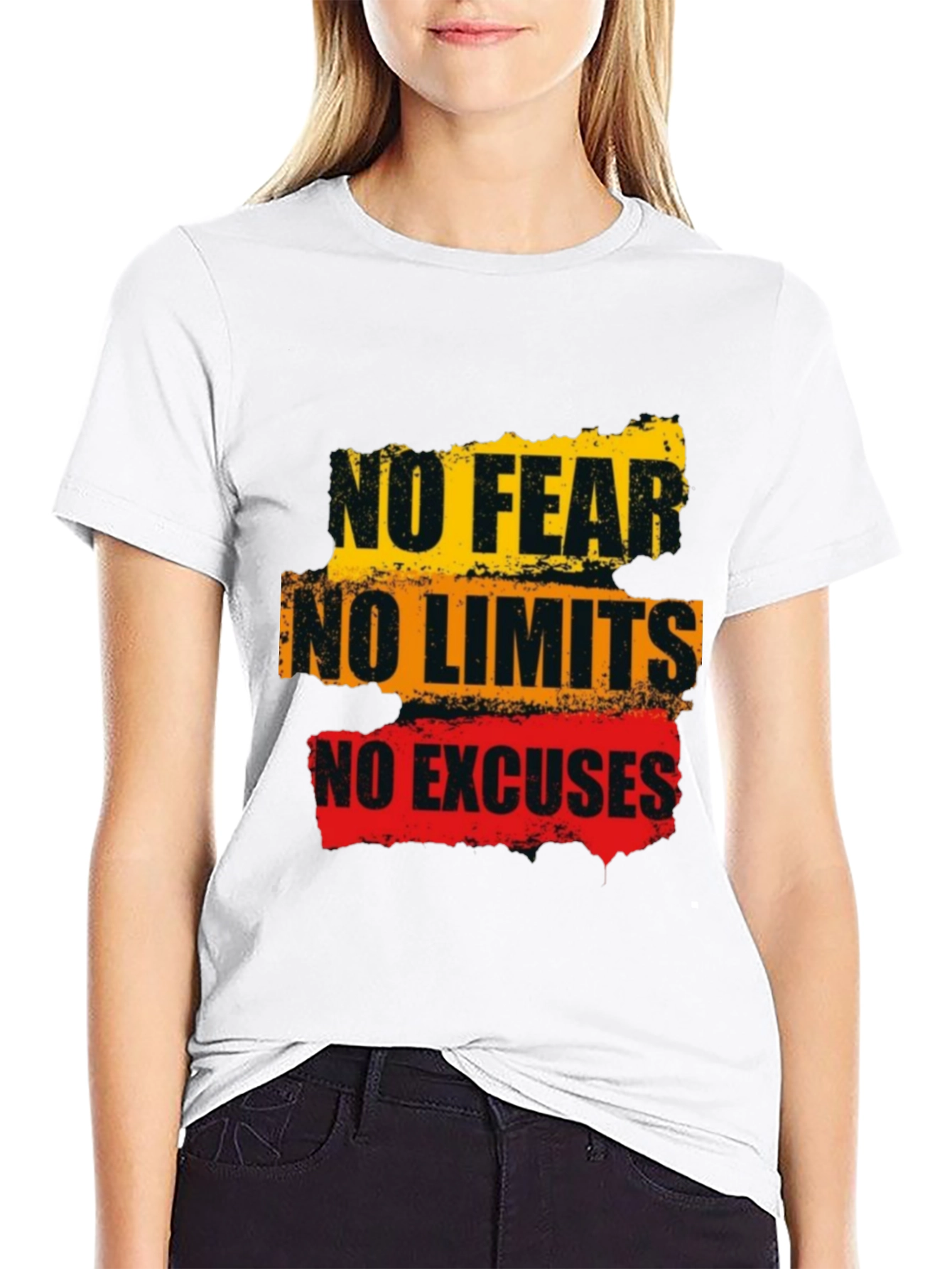 Motivational Graphic Tee: No Fear Limits Excuses - Black