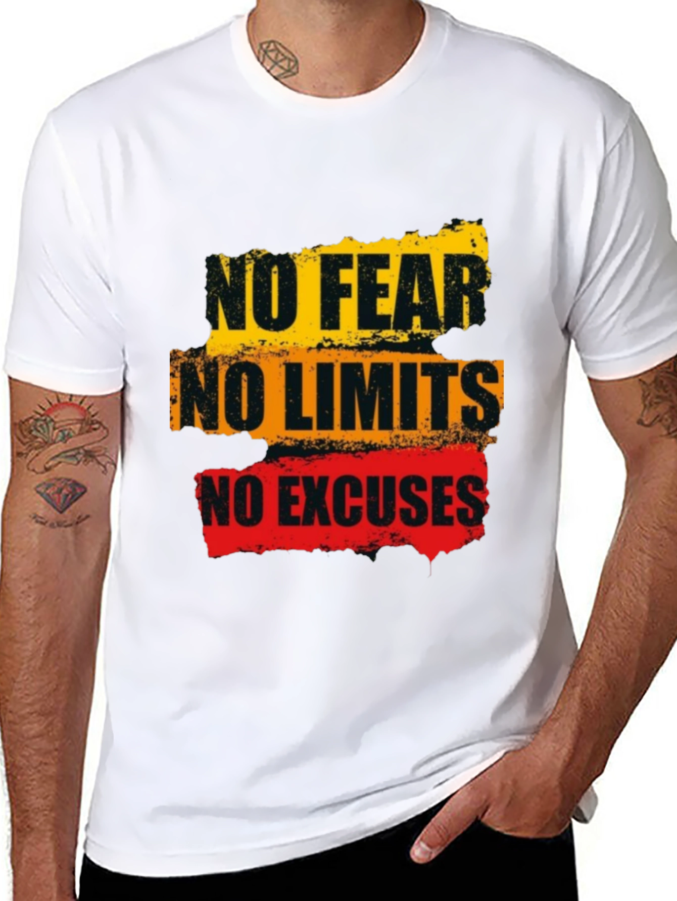Motivational Graphic Tee: No Fear Limits Excuses - Black