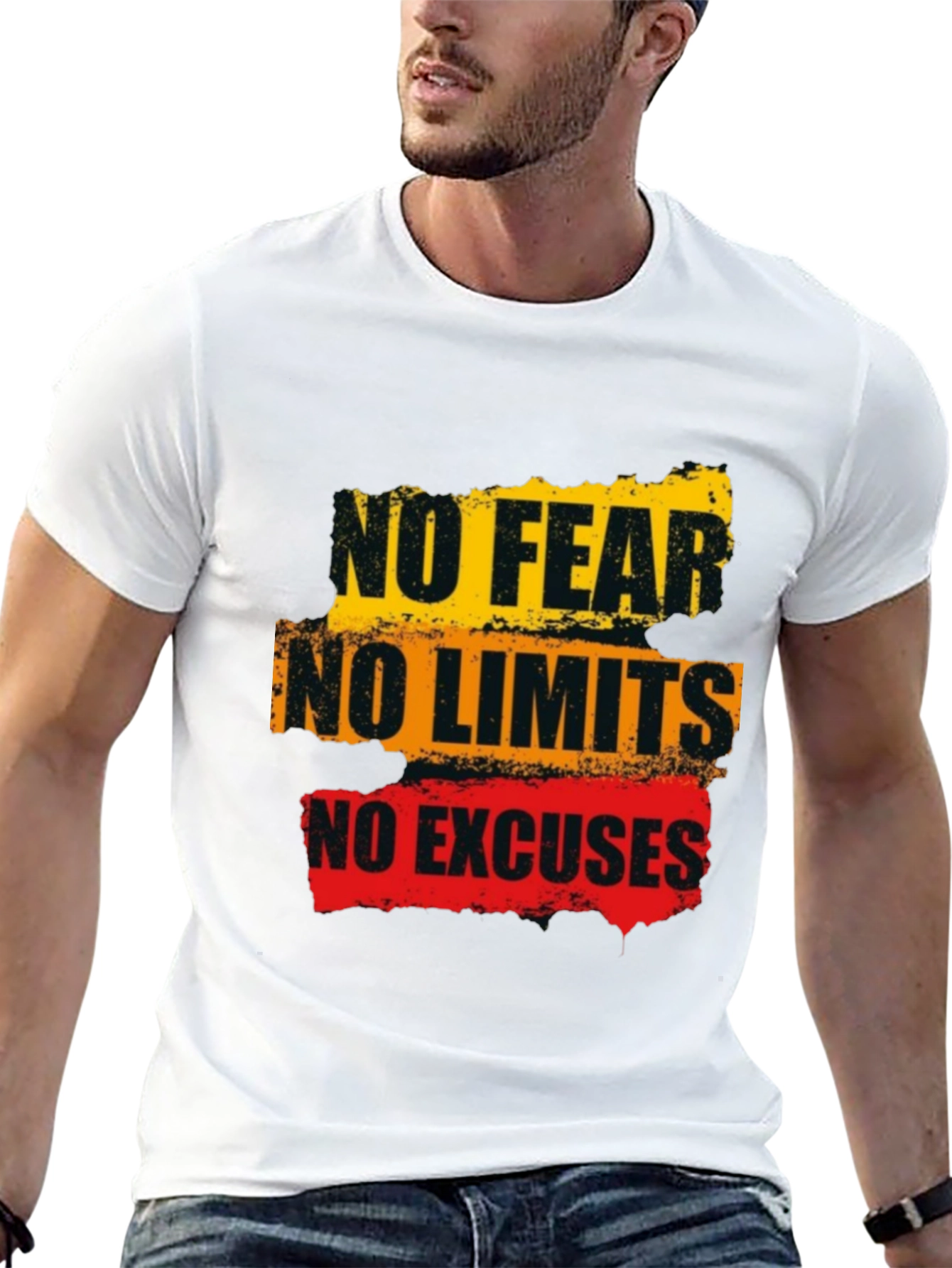 Motivational Graphic Tee: No Fear Limits Excuses - Black