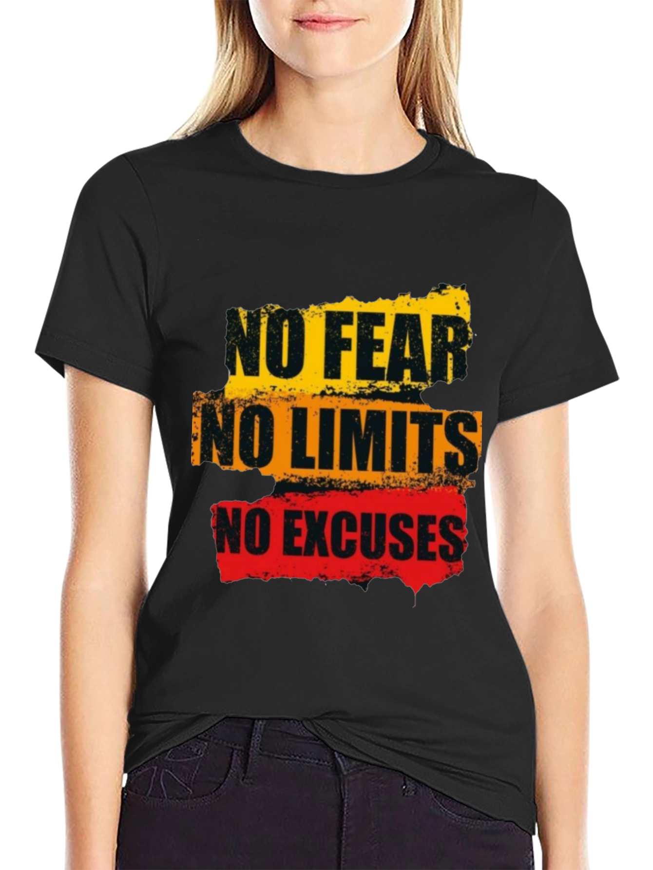 Motivational Graphic Tee: No Fear Limits Excuses - Black