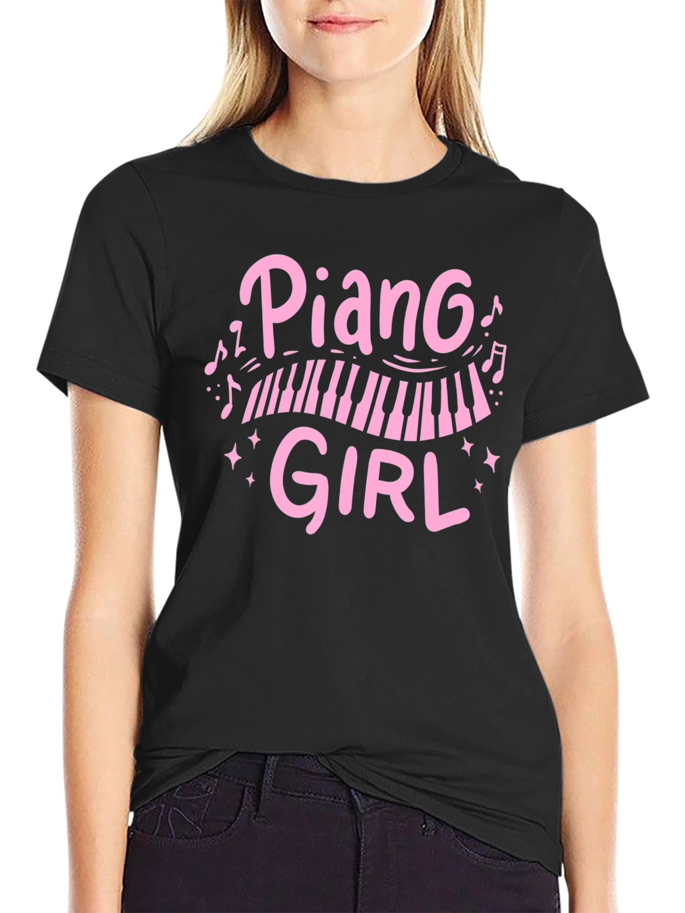 Piano Girl T-Shirt - Black