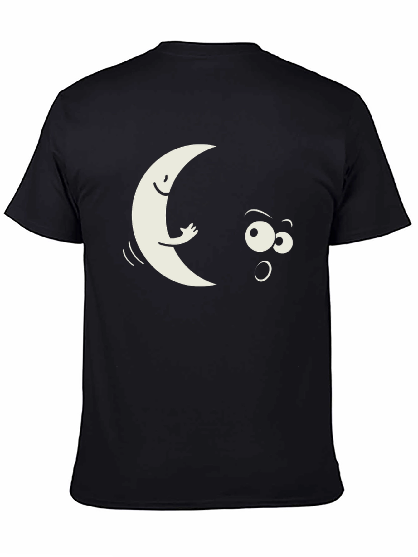 Funny Moon Peeking T-Shirt - Black