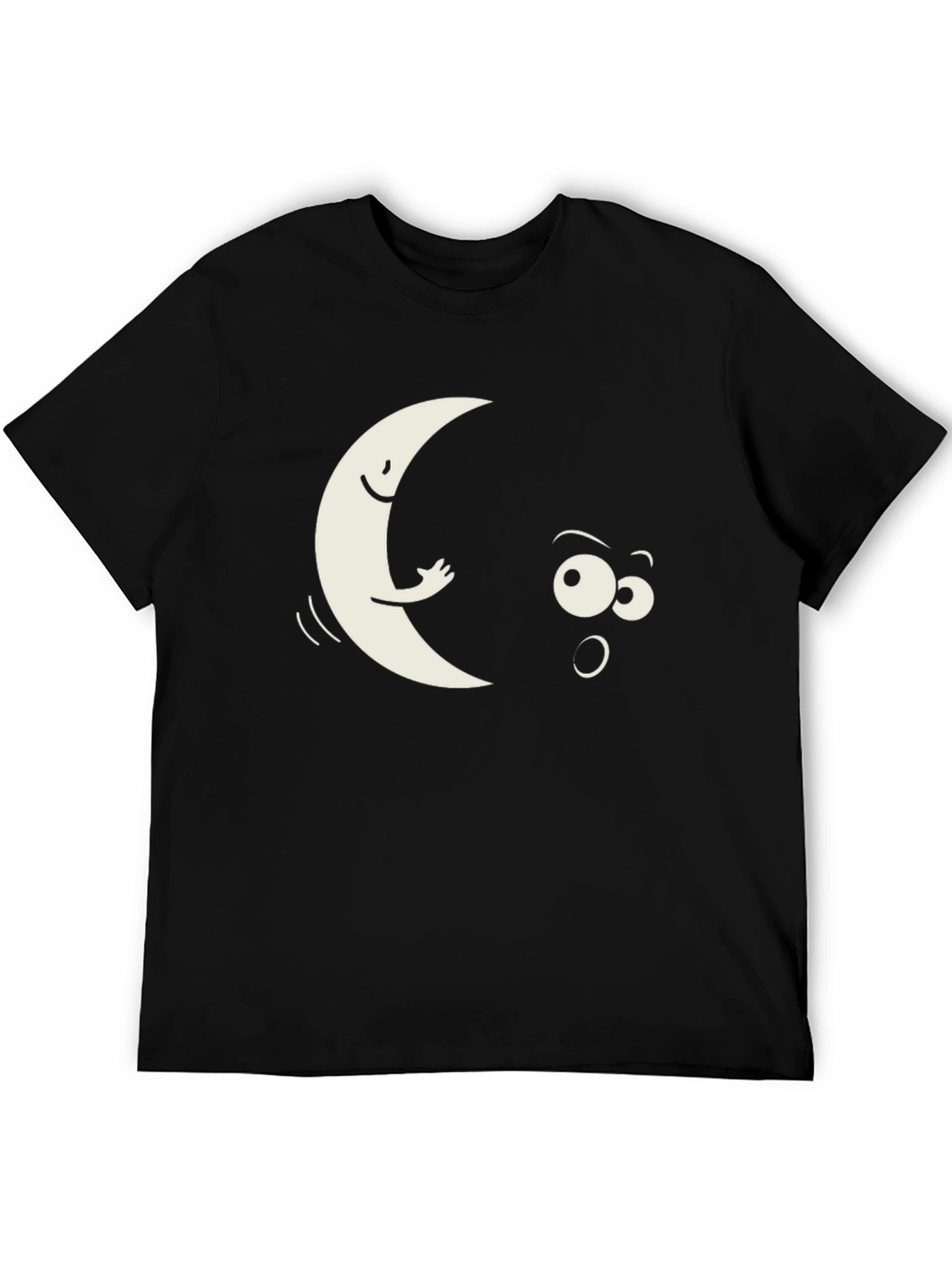 Funny Moon Peeking T-Shirt - Black