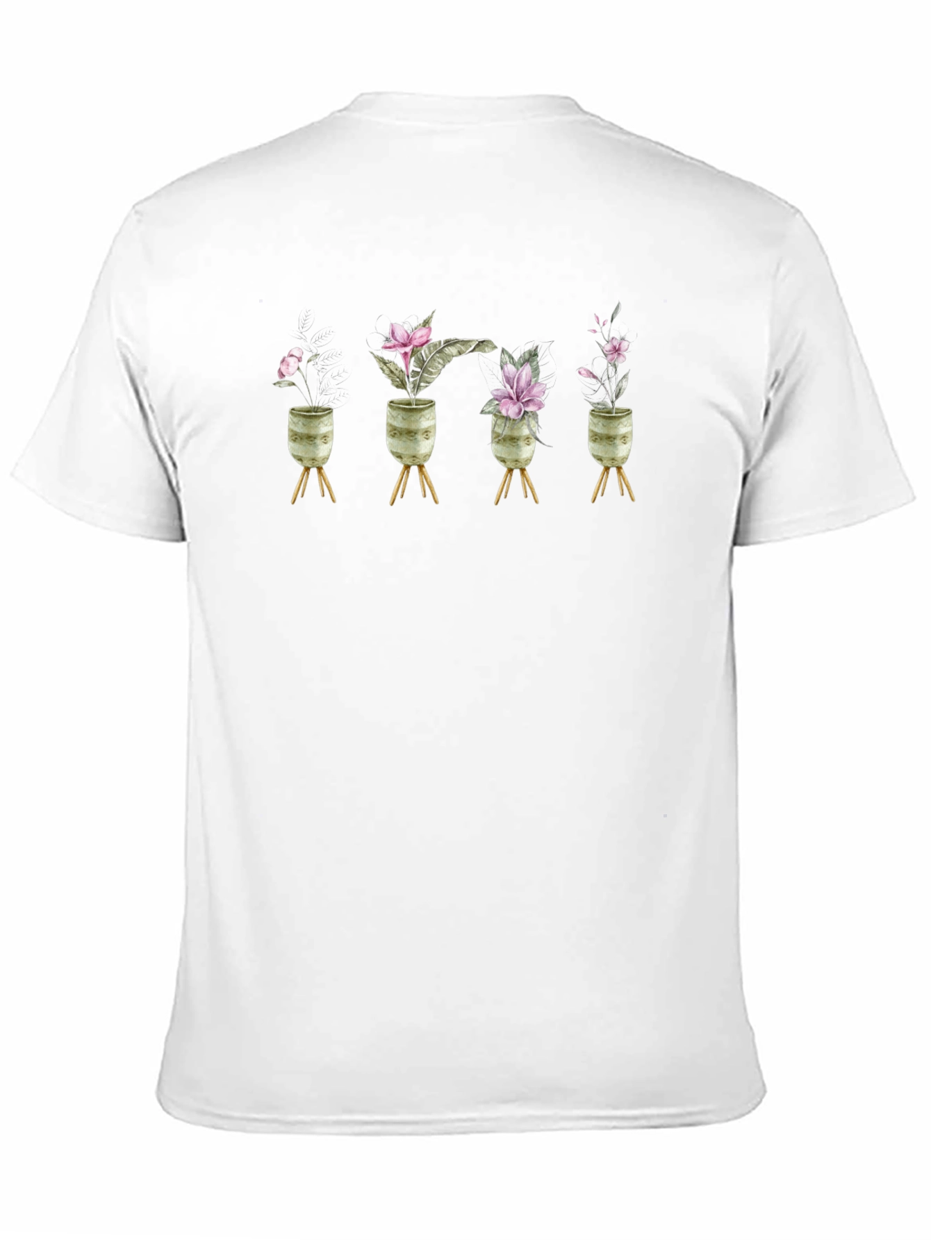 Floral Potted Plant Graphic Tee - Black