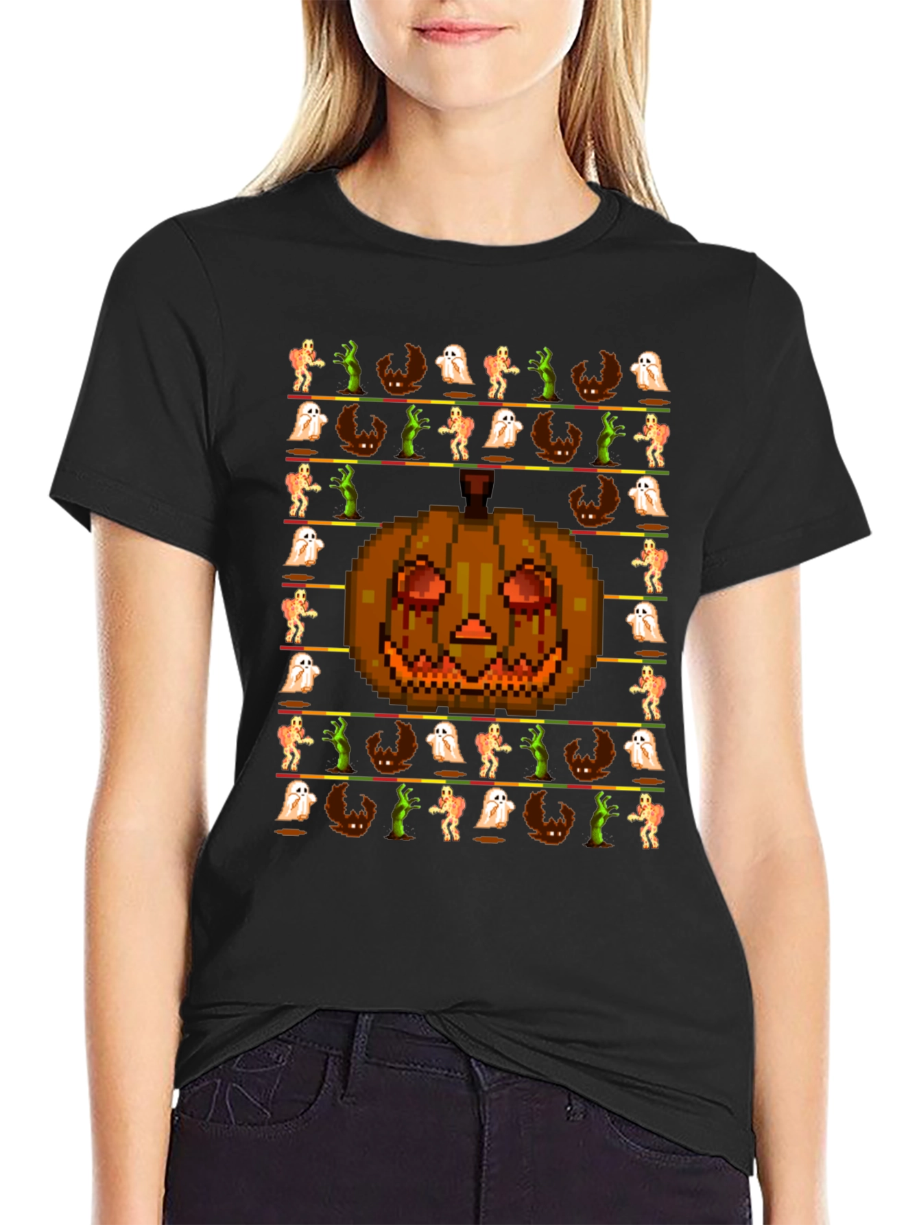 Pixel Halloween Graphic T-Shirt