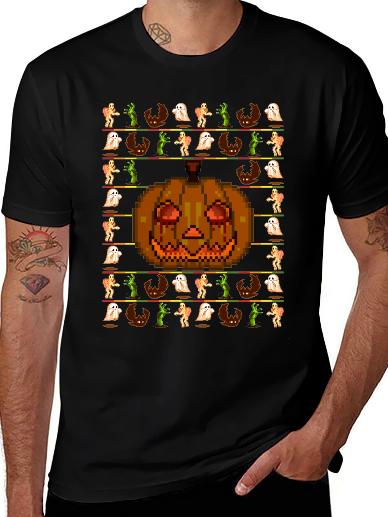 Pixel Halloween Graphic T-Shirt