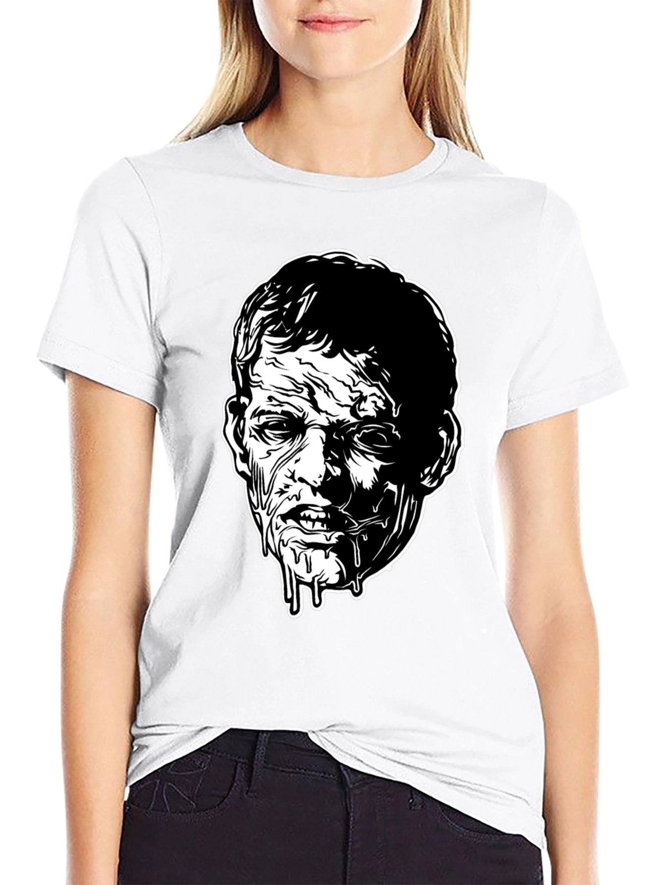 Zombie Face Graphic Tee - Black