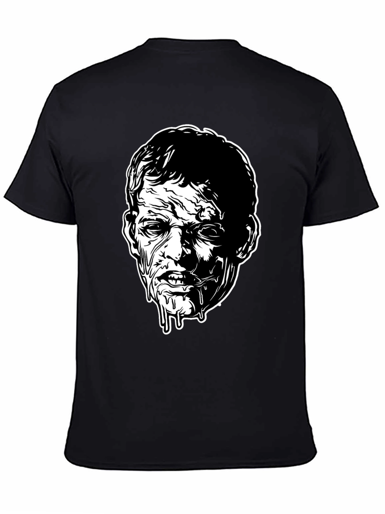 Zombie Face Graphic Tee - Black