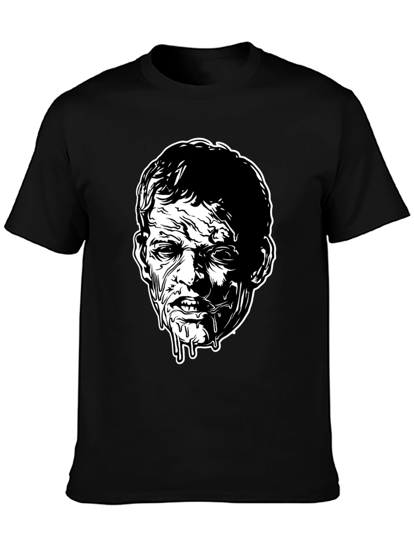 Zombie Face Graphic Tee - Black