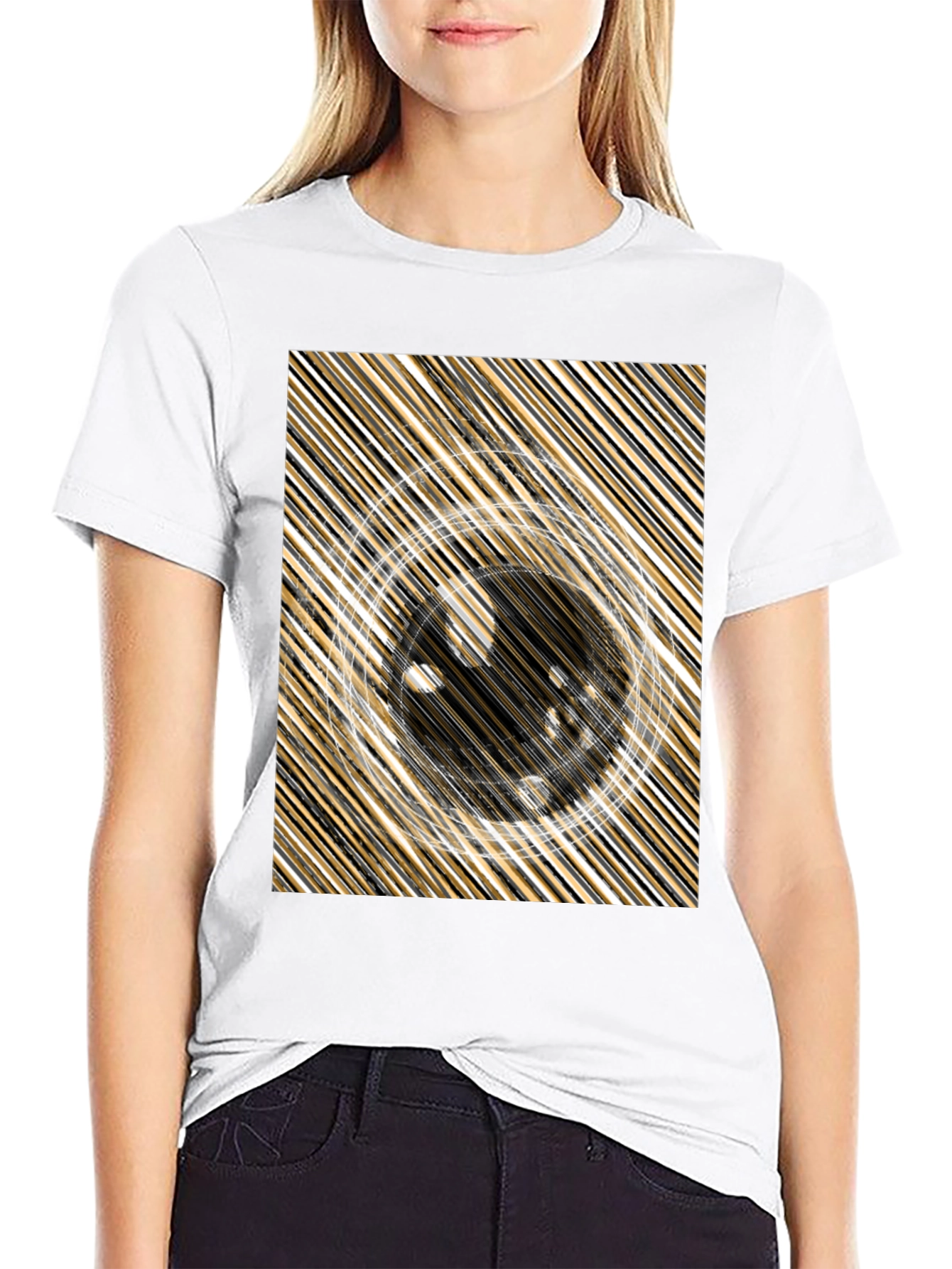 Abstract Design Black Crew Neck Tee