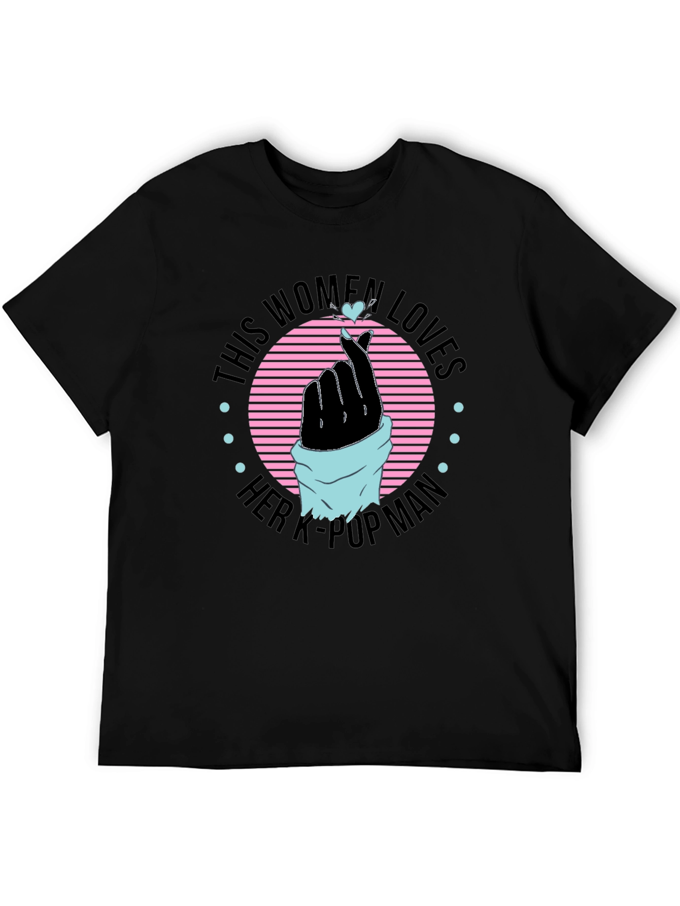 Womens K-Pop Man T-Shirt - Finger Heart Design