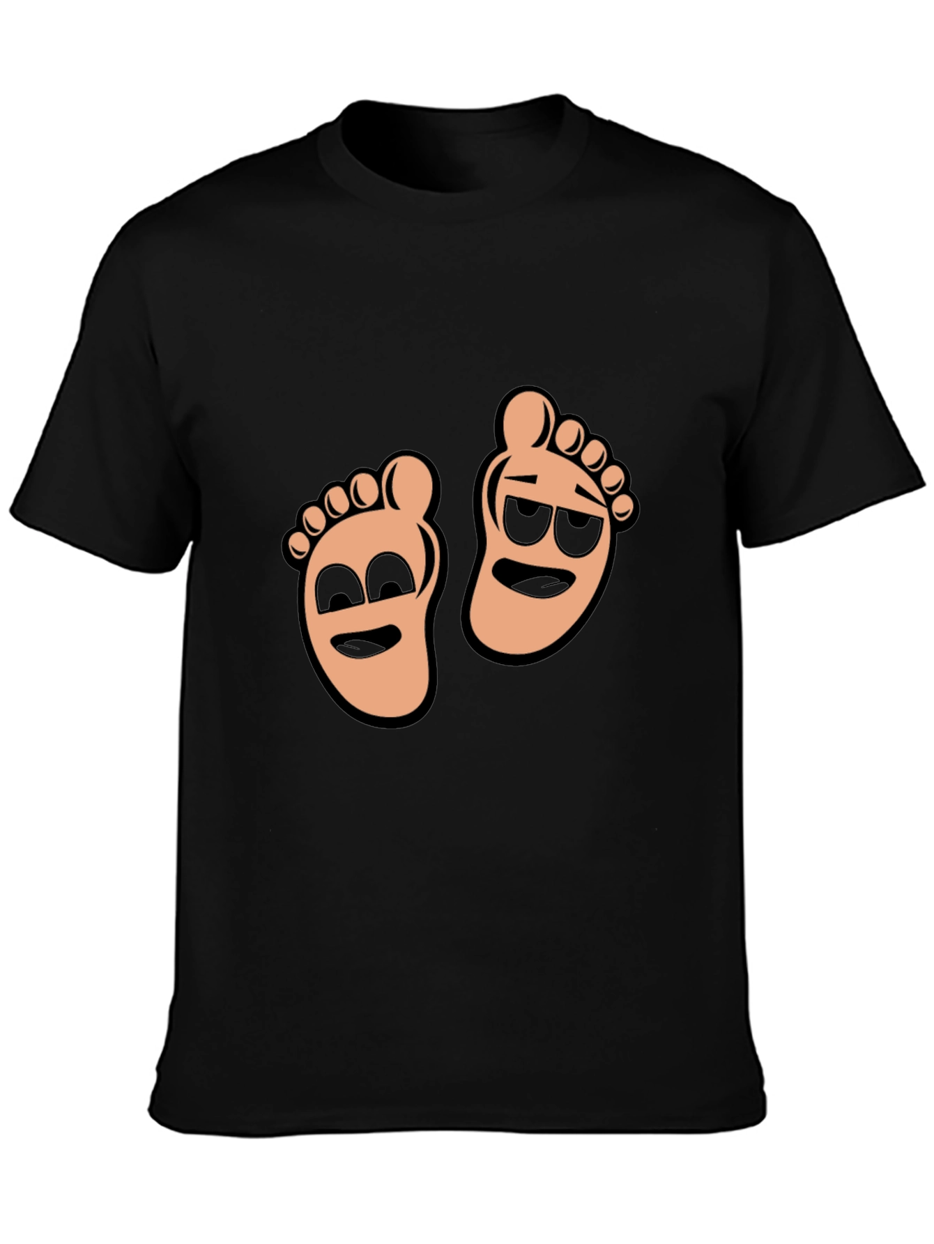 Cartoon Feet Graphic T-Shirt - Black
