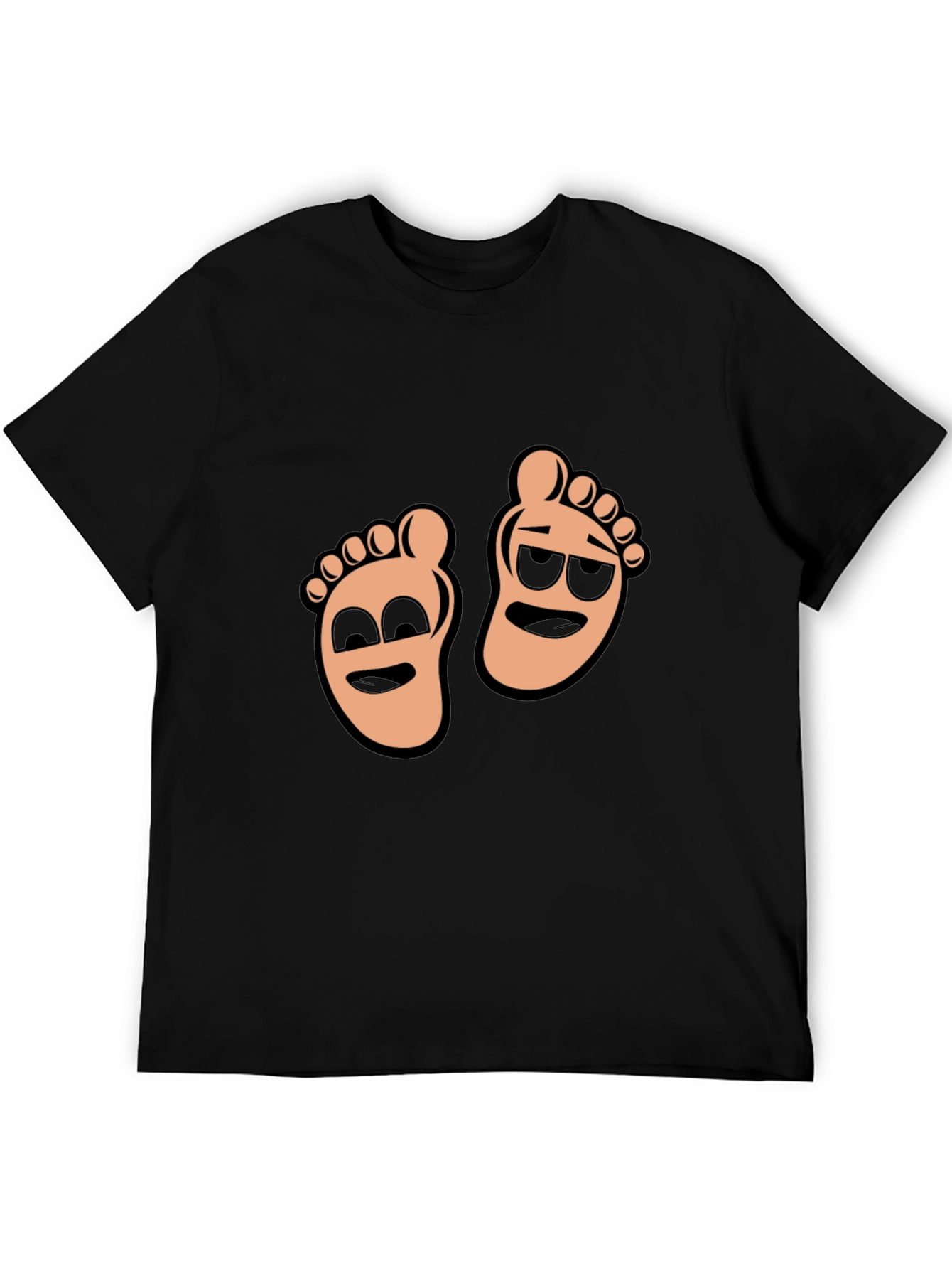 Cartoon Feet Graphic T-Shirt - Black