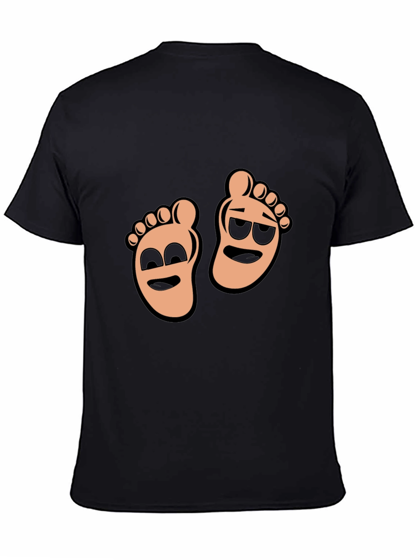 Cartoon Feet Graphic T-Shirt - Black