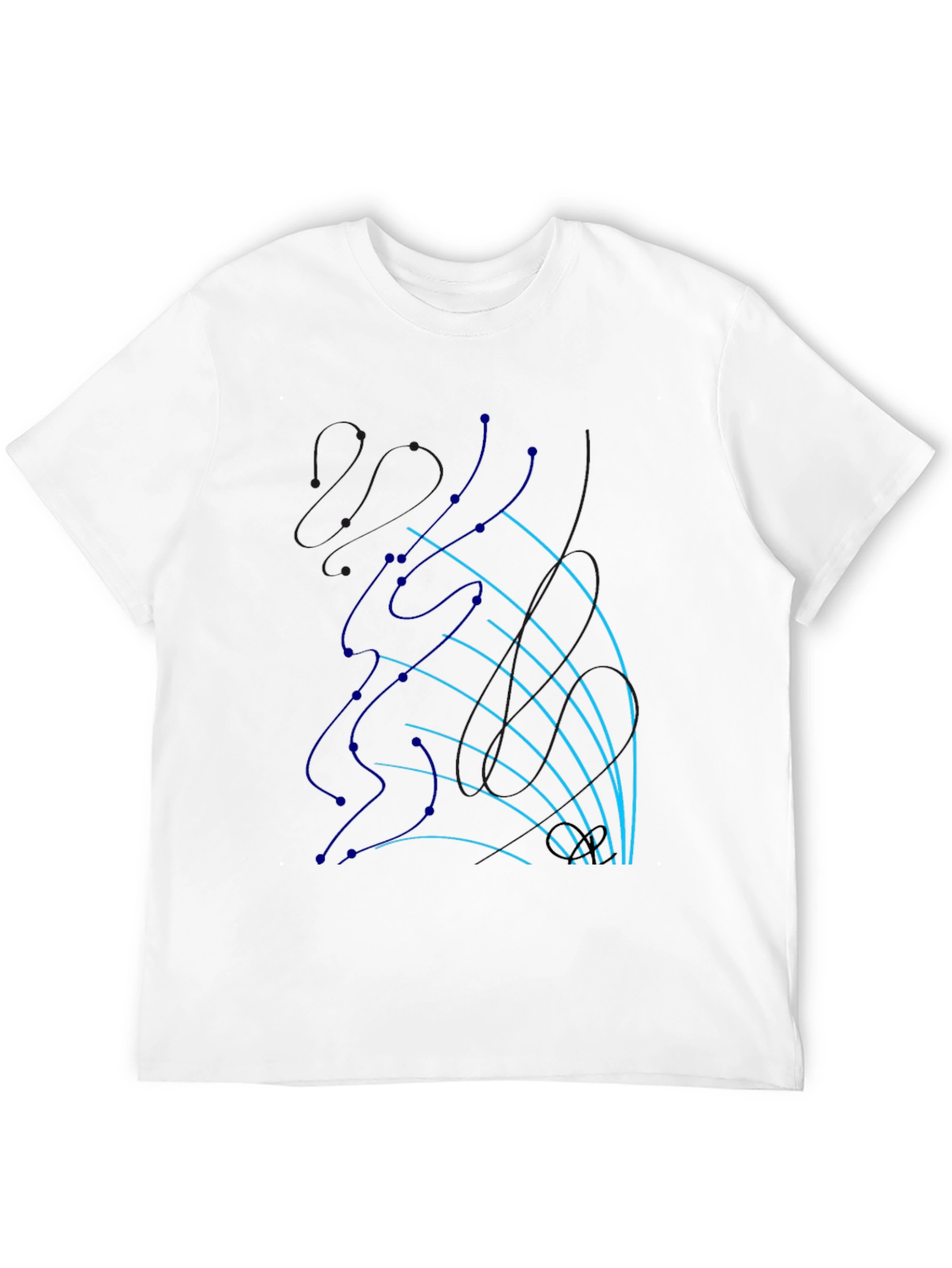 Abstract Line Art Graphic Tee - Black Cotton T-Shirt