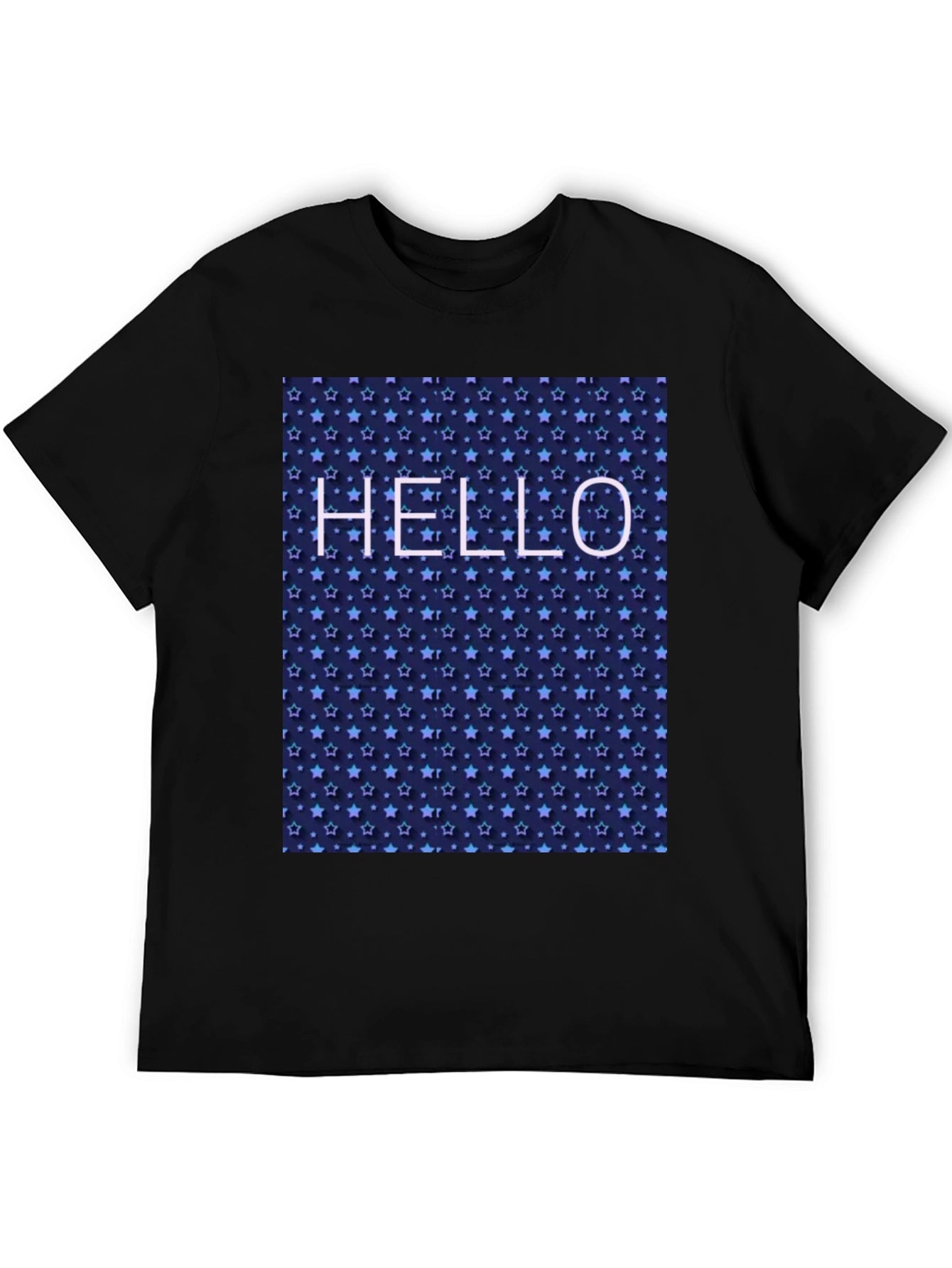 Starry Night Hello Black T-Shirt