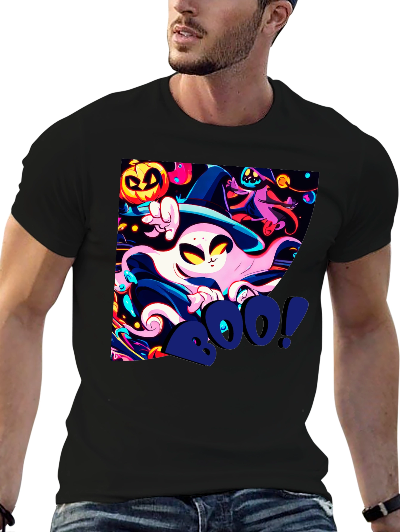 Spooky Halloween Graphic Print Tee - Boo!