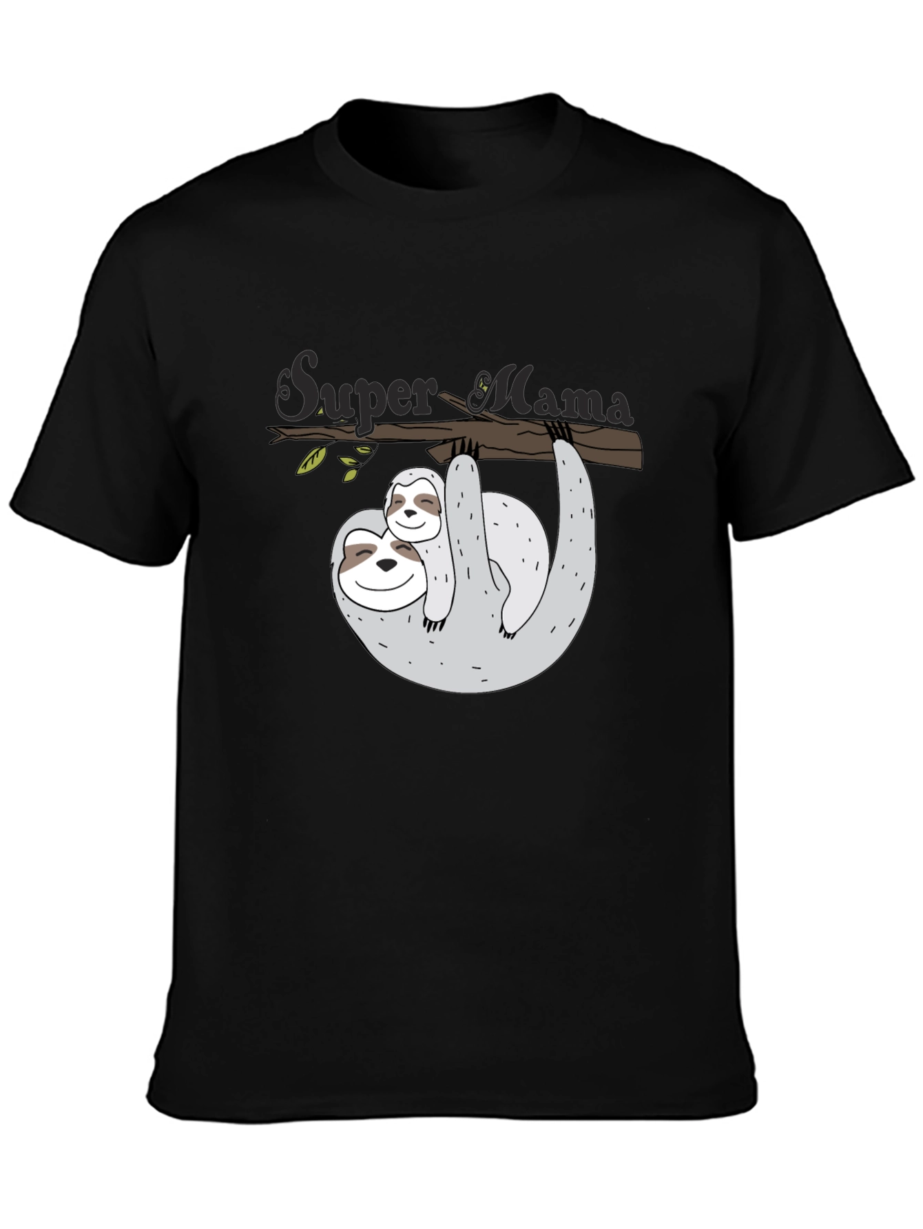 Super Mama Sloth Graphic Tee - Black