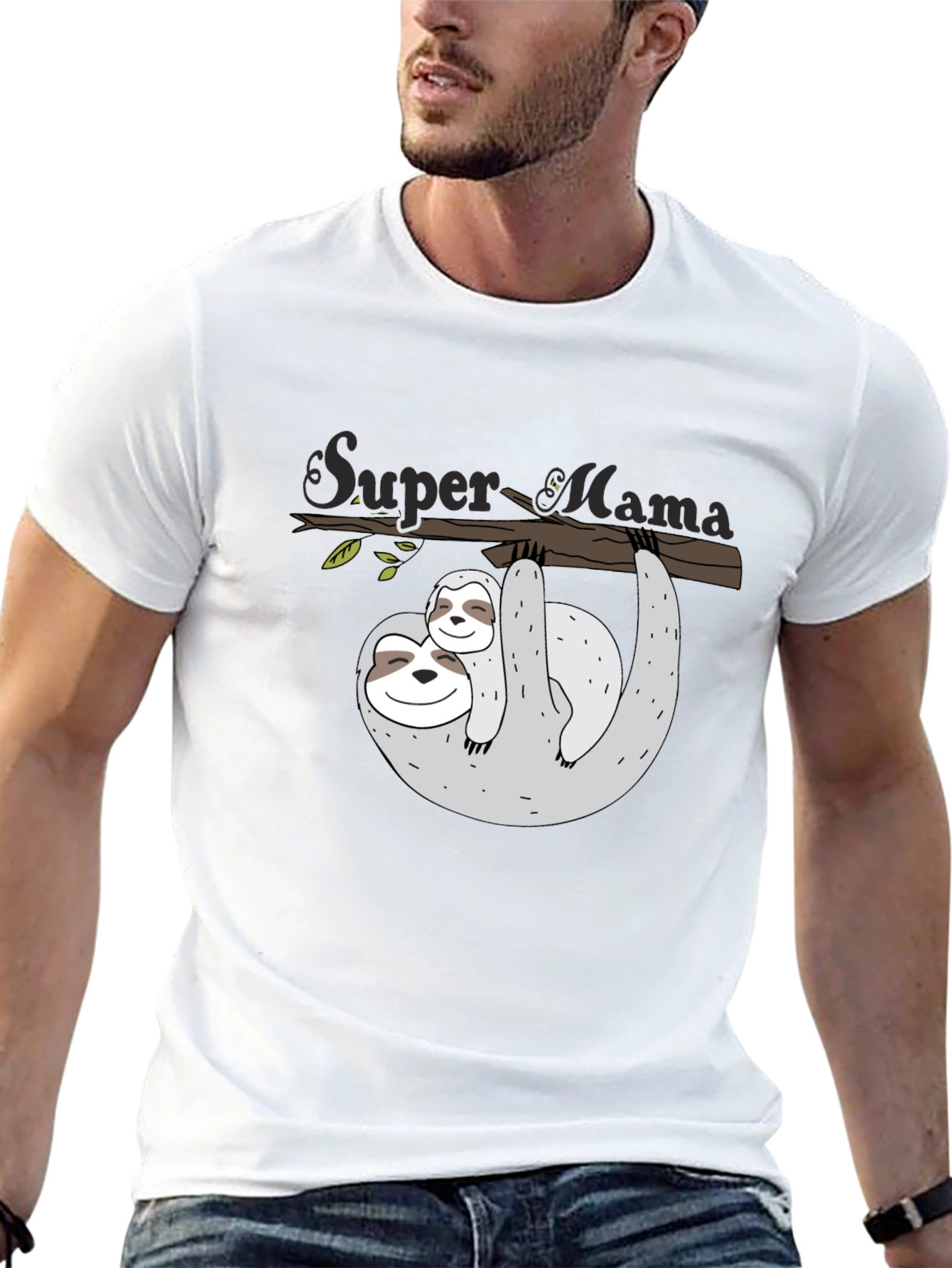 Super Mama Sloth Graphic Tee - Black
