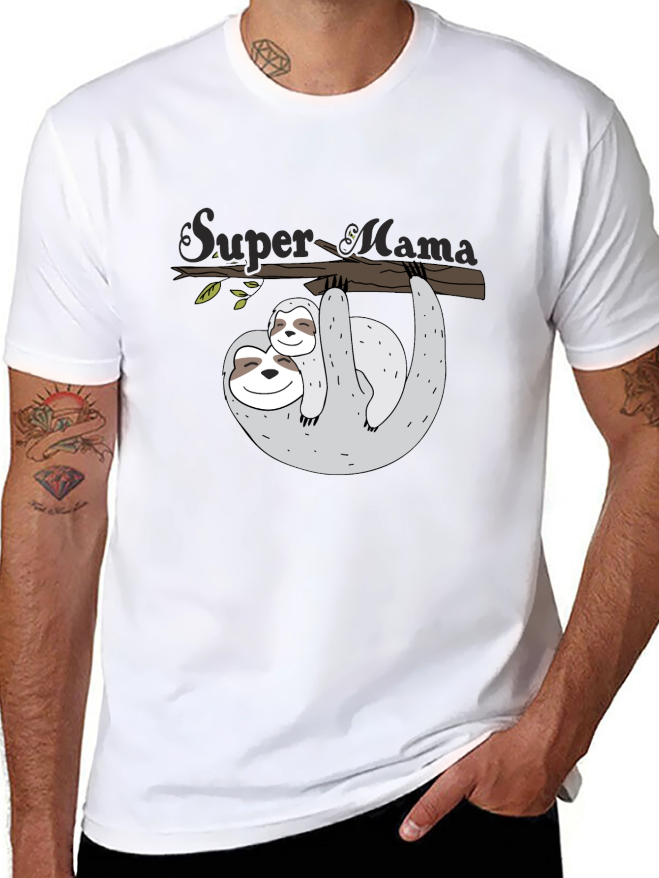 Super Mama Sloth Graphic Tee - Black