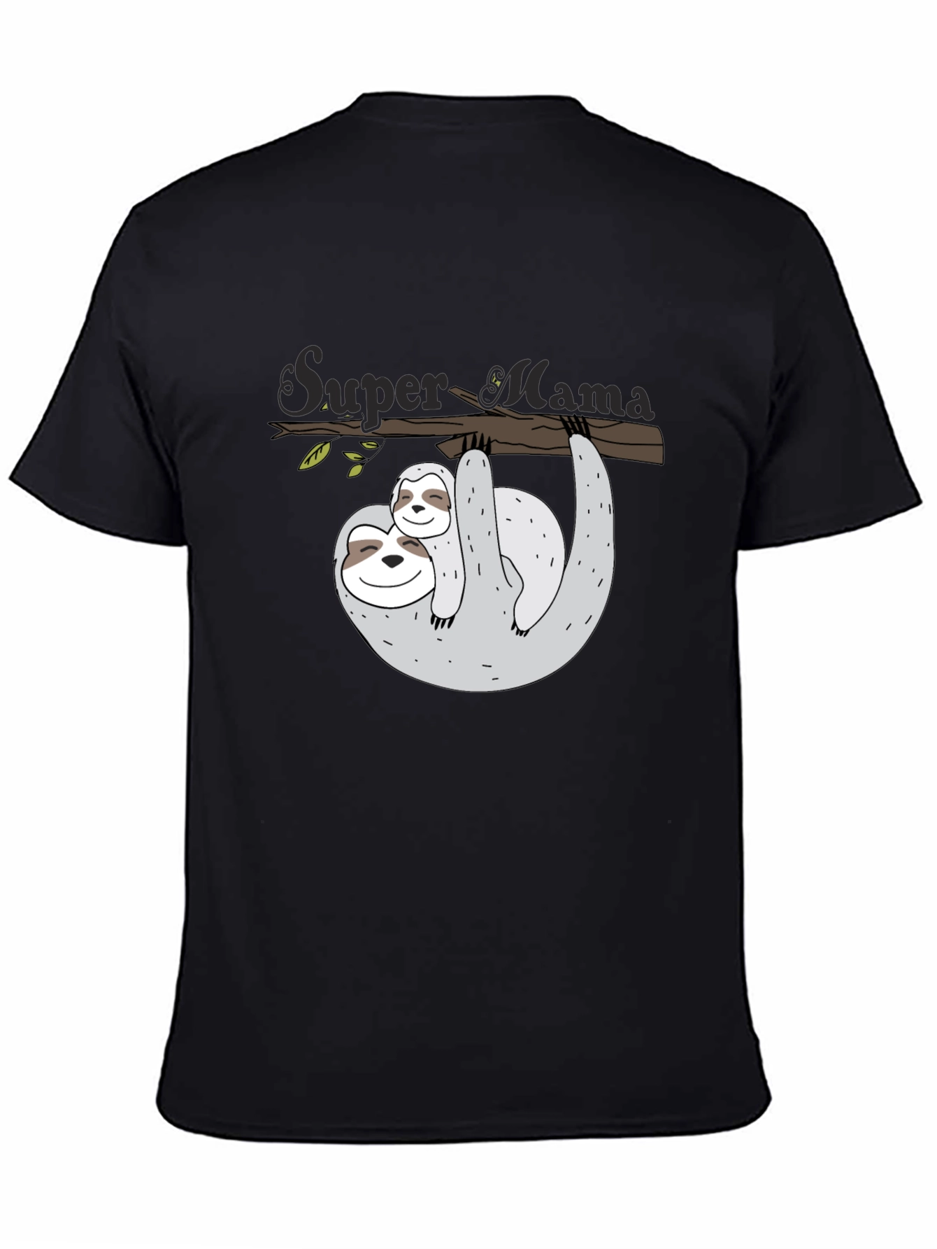 Super Mama Sloth Graphic Tee - Black