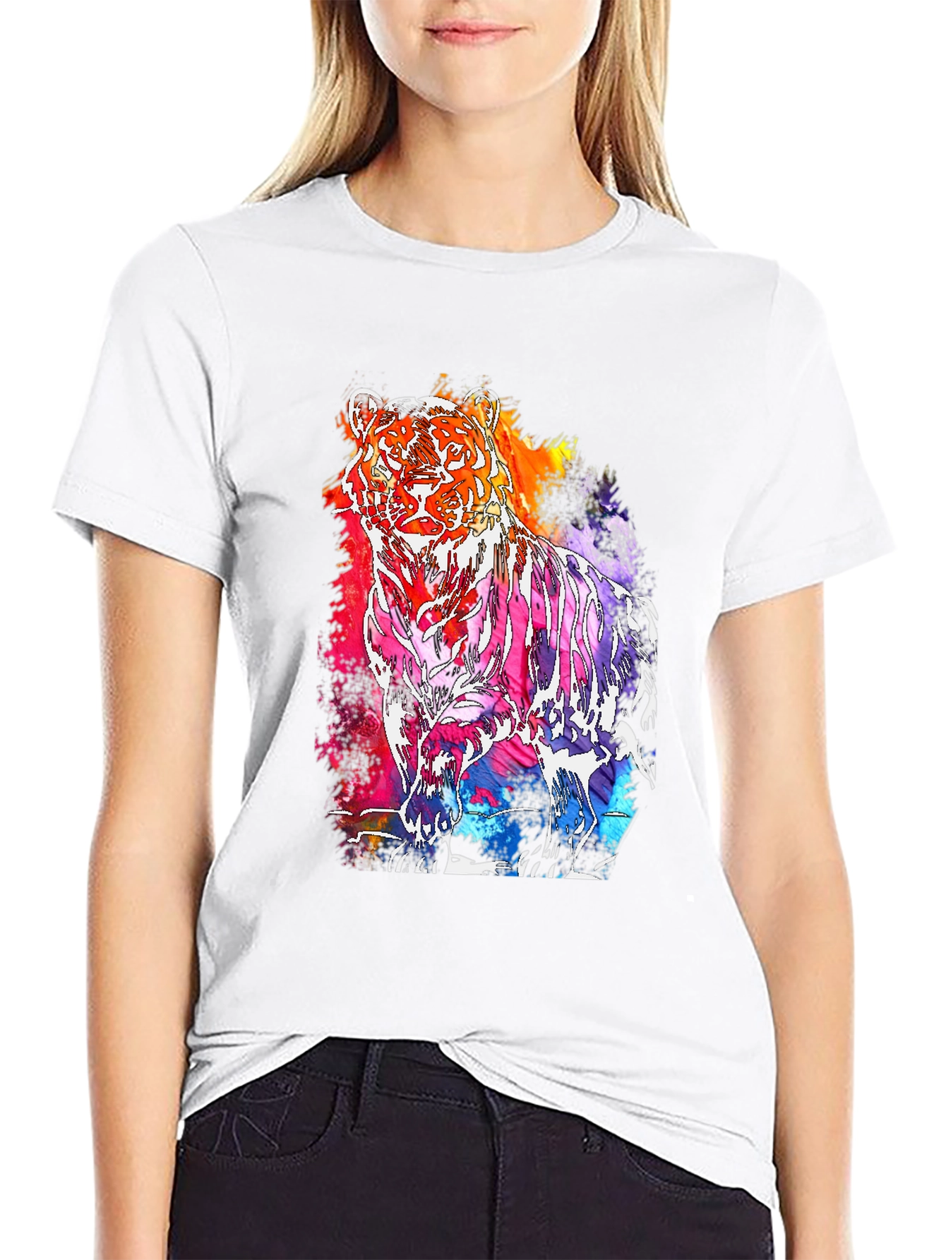 Vibrant Tiger Graphic Tee - Mens Black T-Shirt