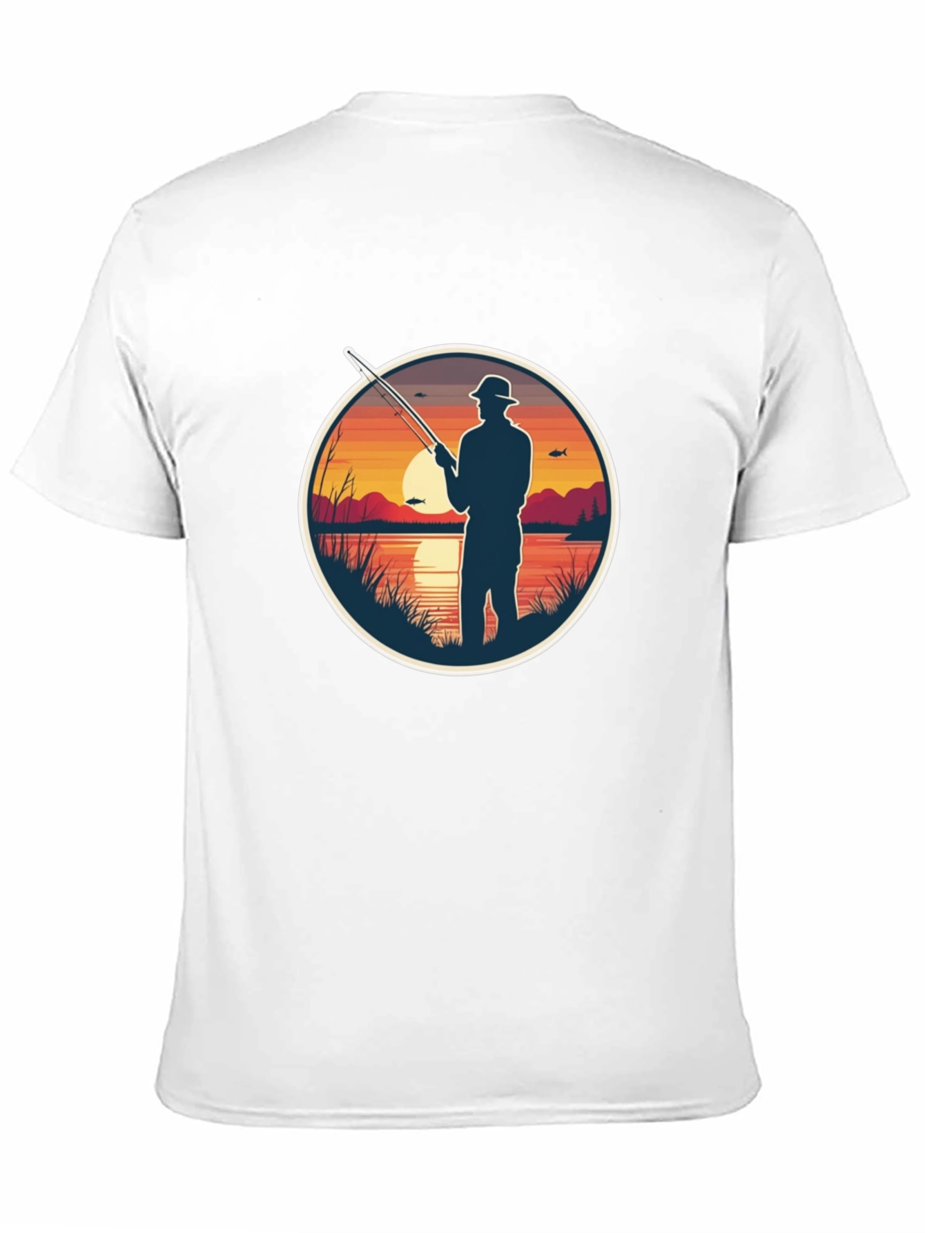 Fisherman Sunset Graphic Tee - Black Cotton