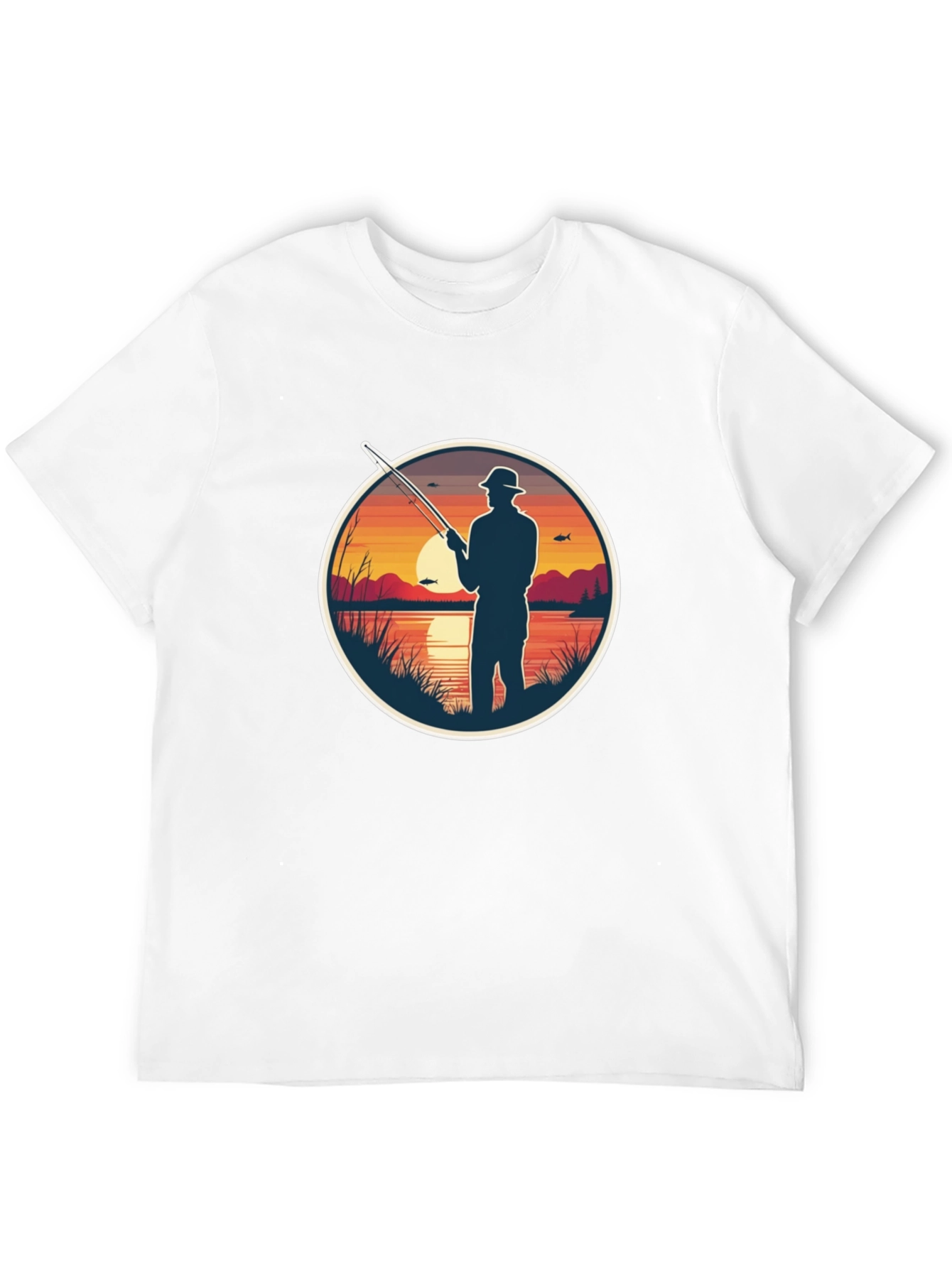 Fisherman Sunset Graphic Tee - Black Cotton