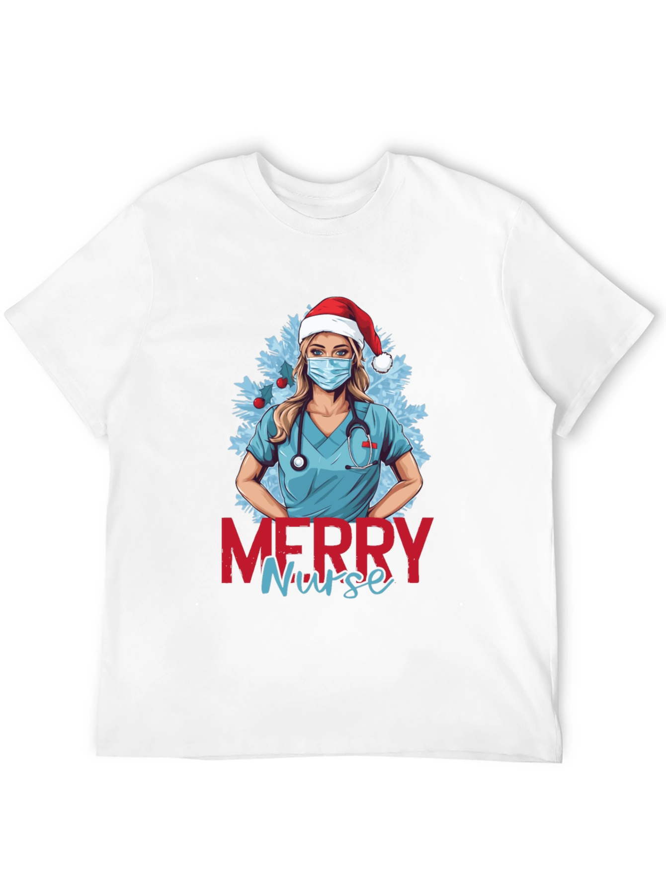 Merry Nurse Christmas Graphic T-Shirt