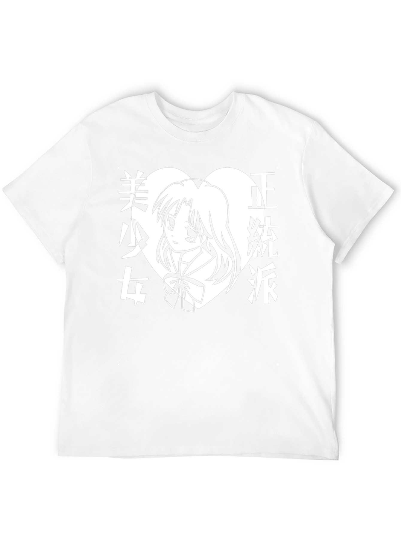 Anime Girl Heart Graphic Black T-Shirt