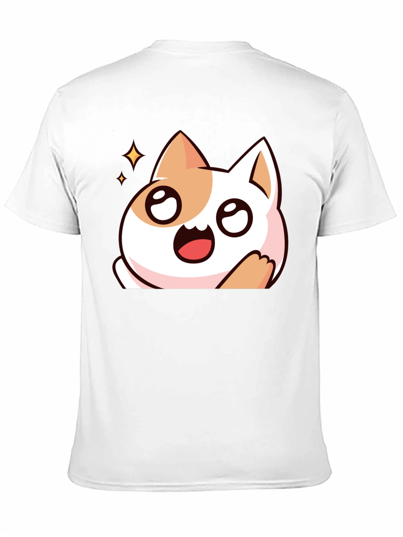 Cute Cartoon Cat Graphic Black T-Shirt
