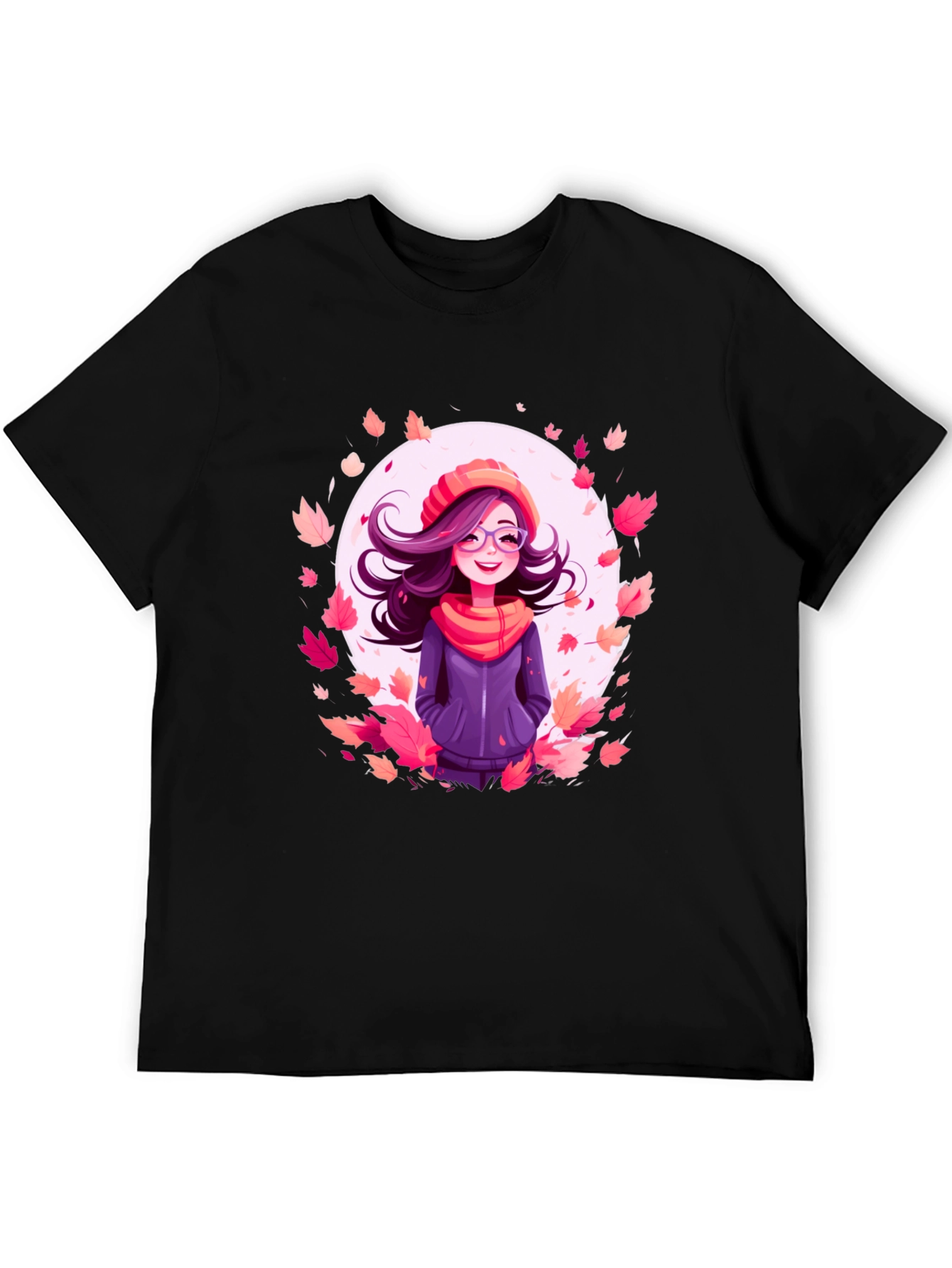 Autumn Girl Graphic Tee - Black T-Shirt