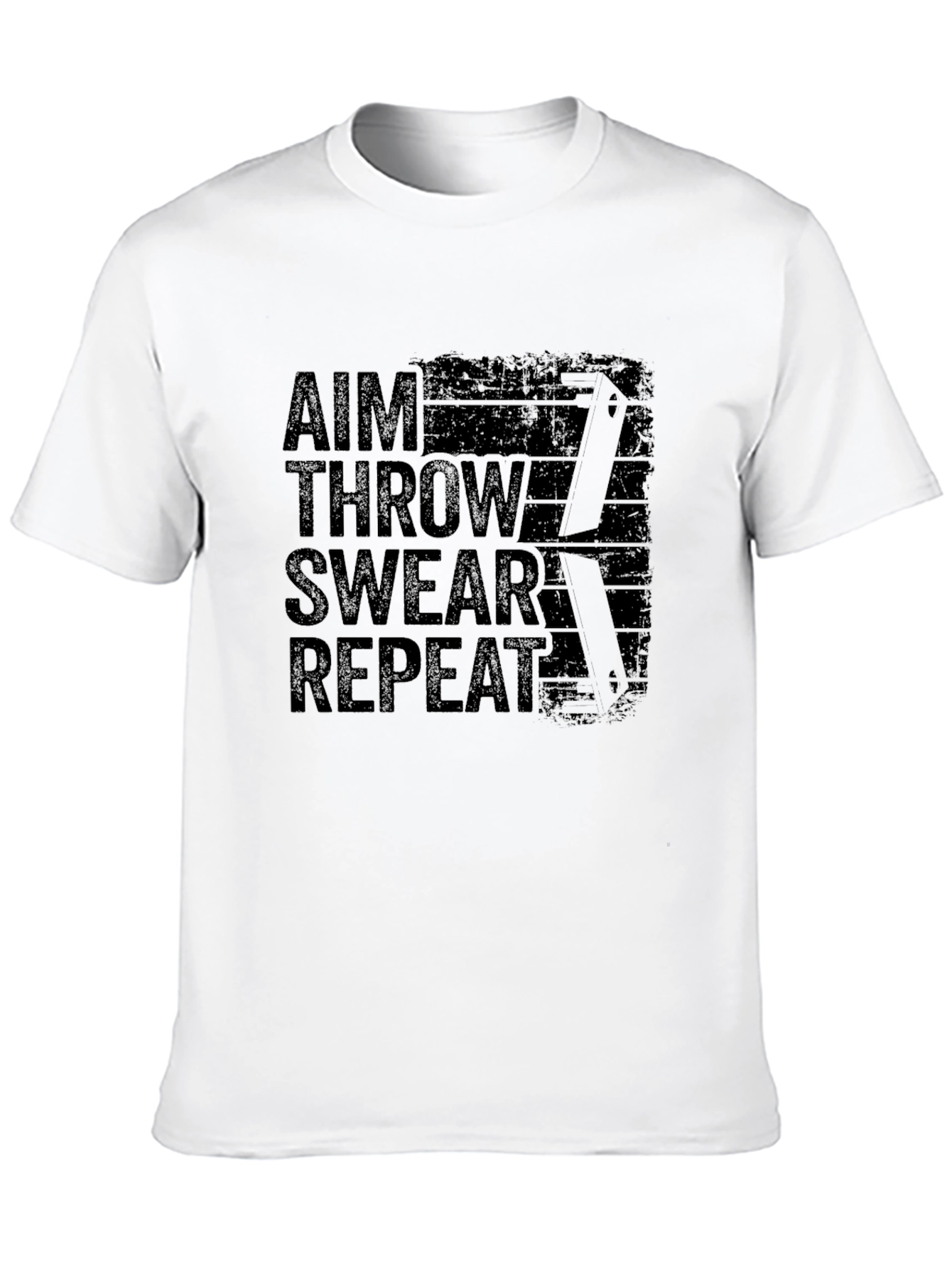Aim Throw Swear Repeat - Mens Black T-Shirt