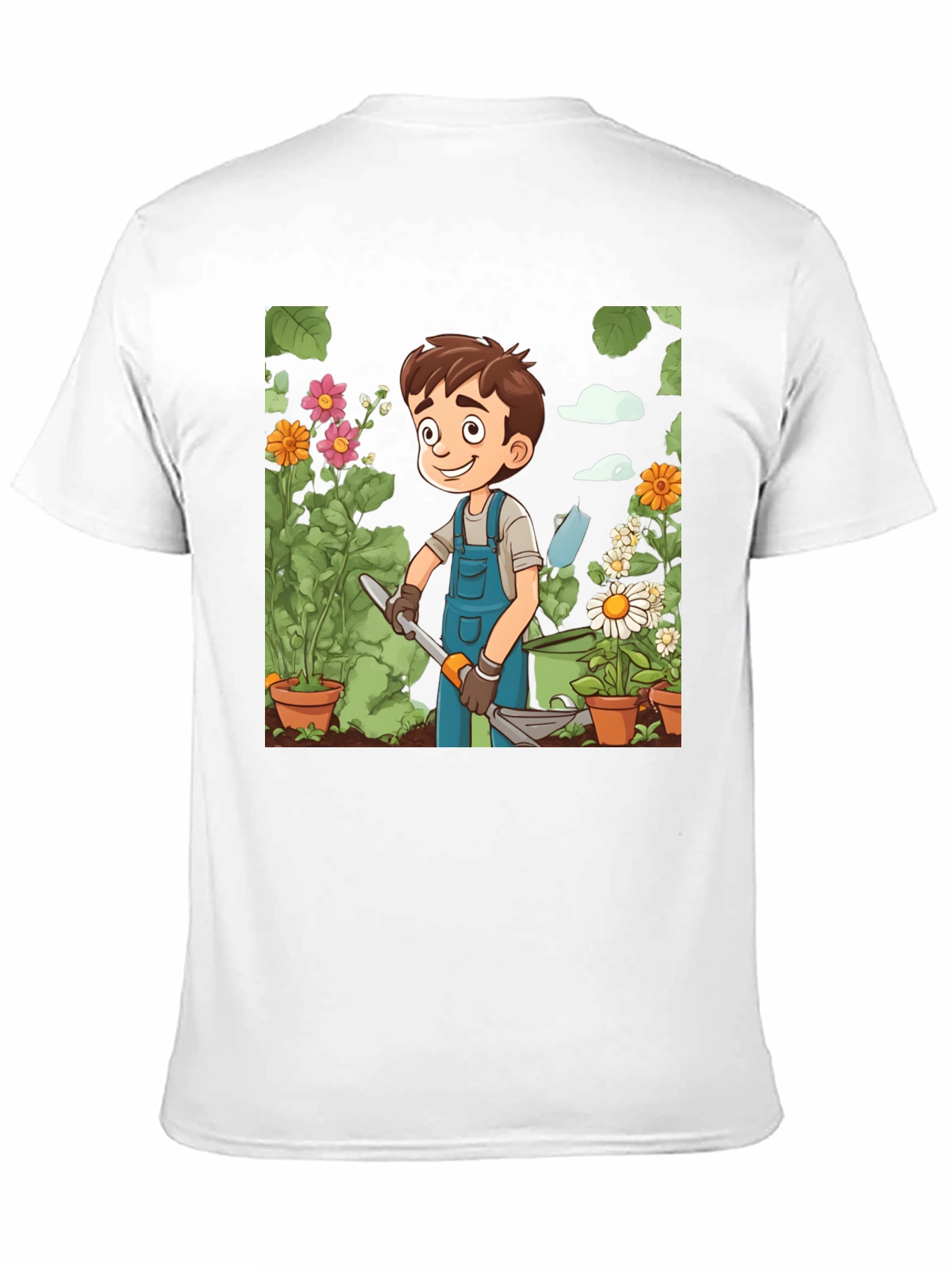 Gardener Boy Graphic Tee - Black Cotton T-Shirt