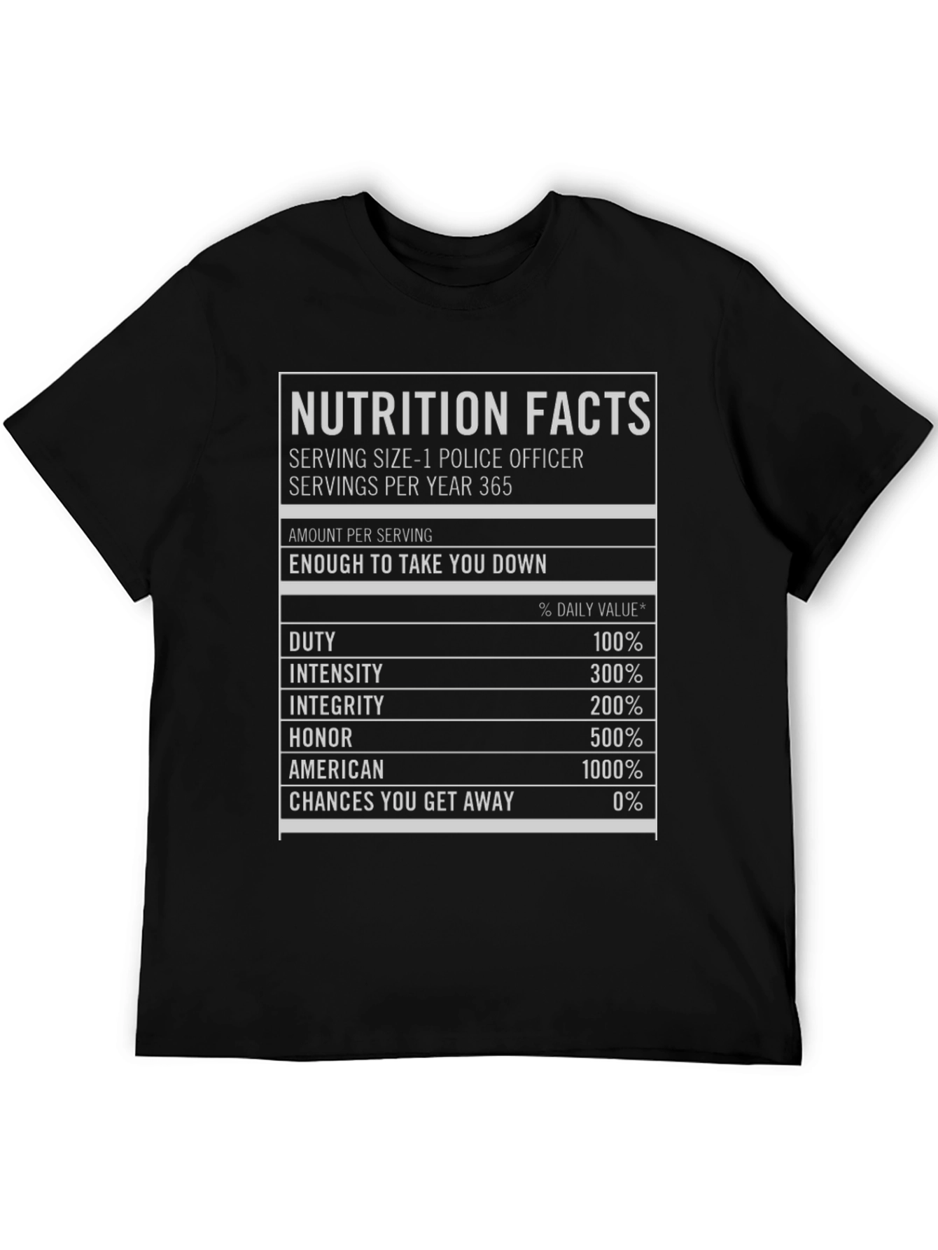 Nutrition Facts Police Officer T-Shirt