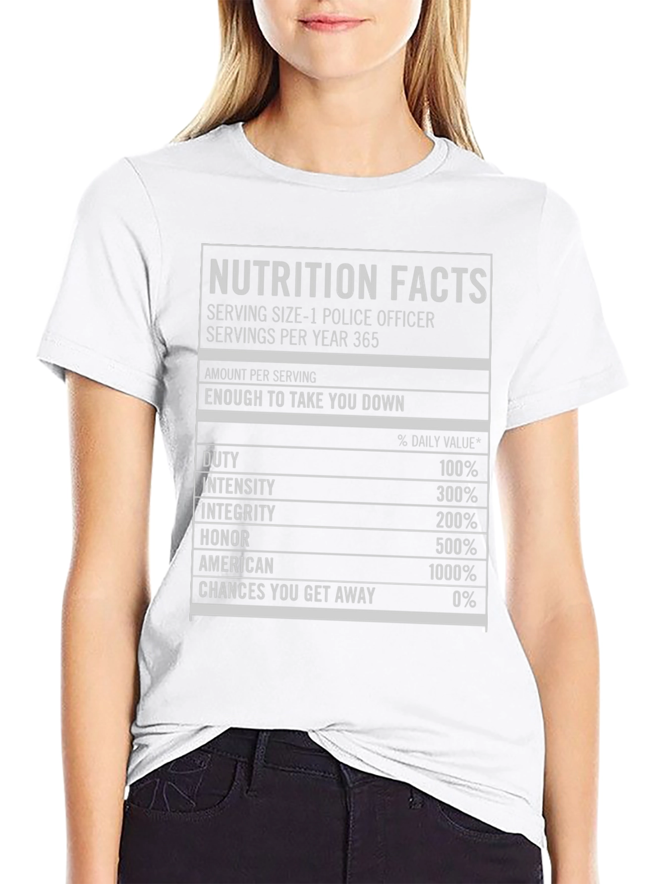 Nutrition Facts Police Officer T-Shirt