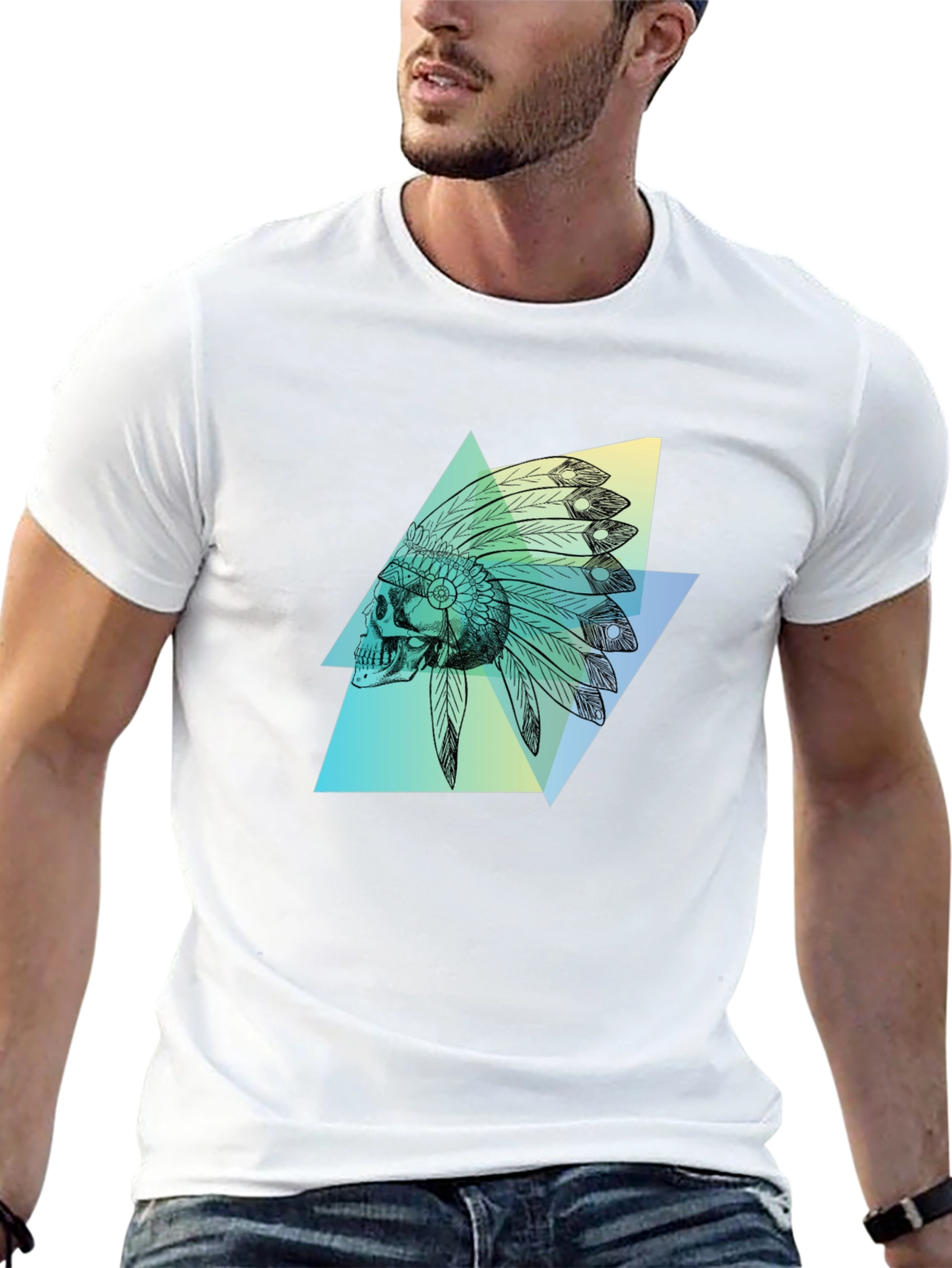 Skull Headdress Graphic Tee - Black