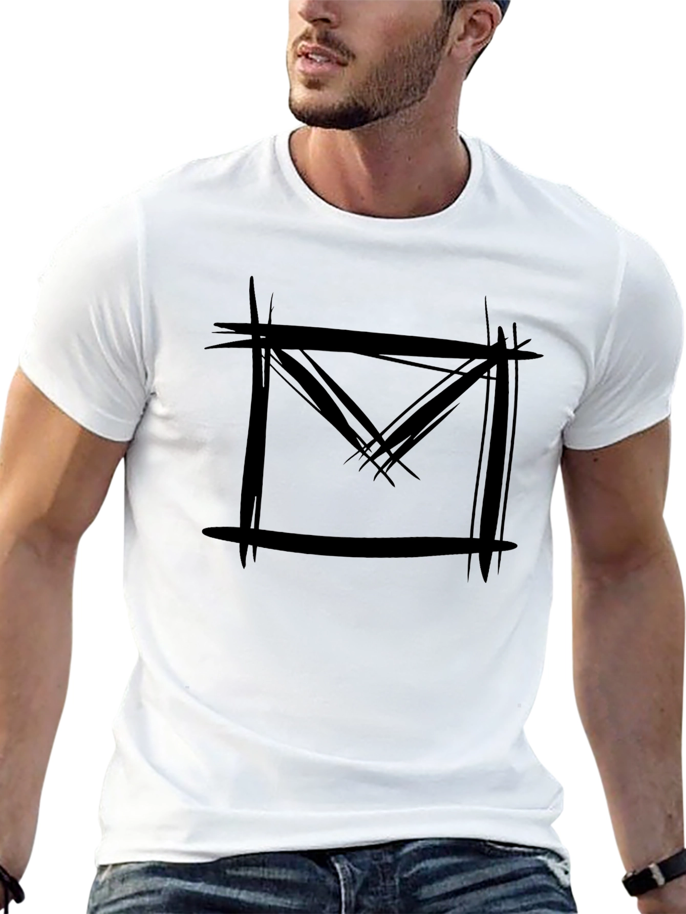 Abstract Black Graphic Tee - Edgy Streetwear