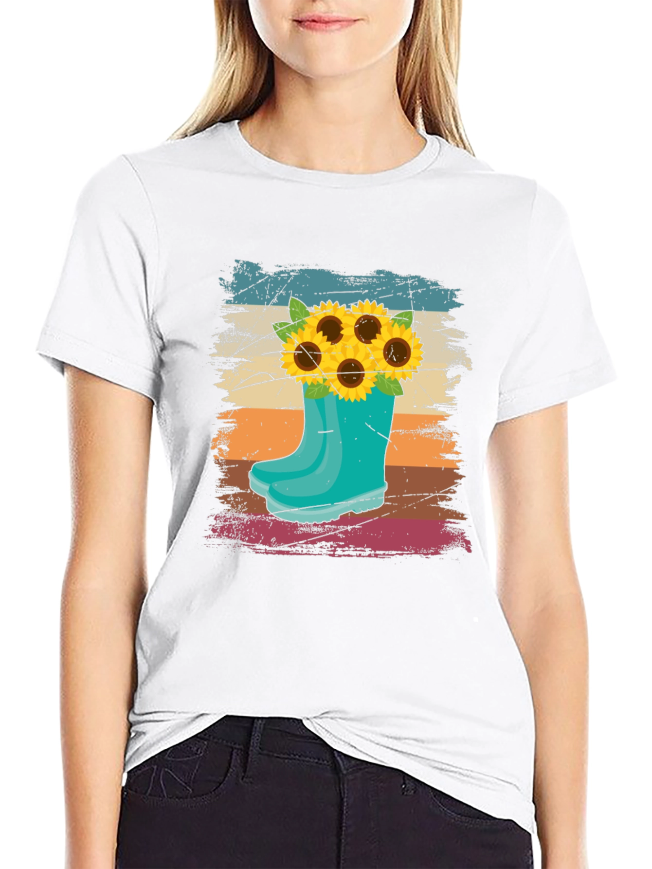 Sunflower in Boot Graphic T-Shirt