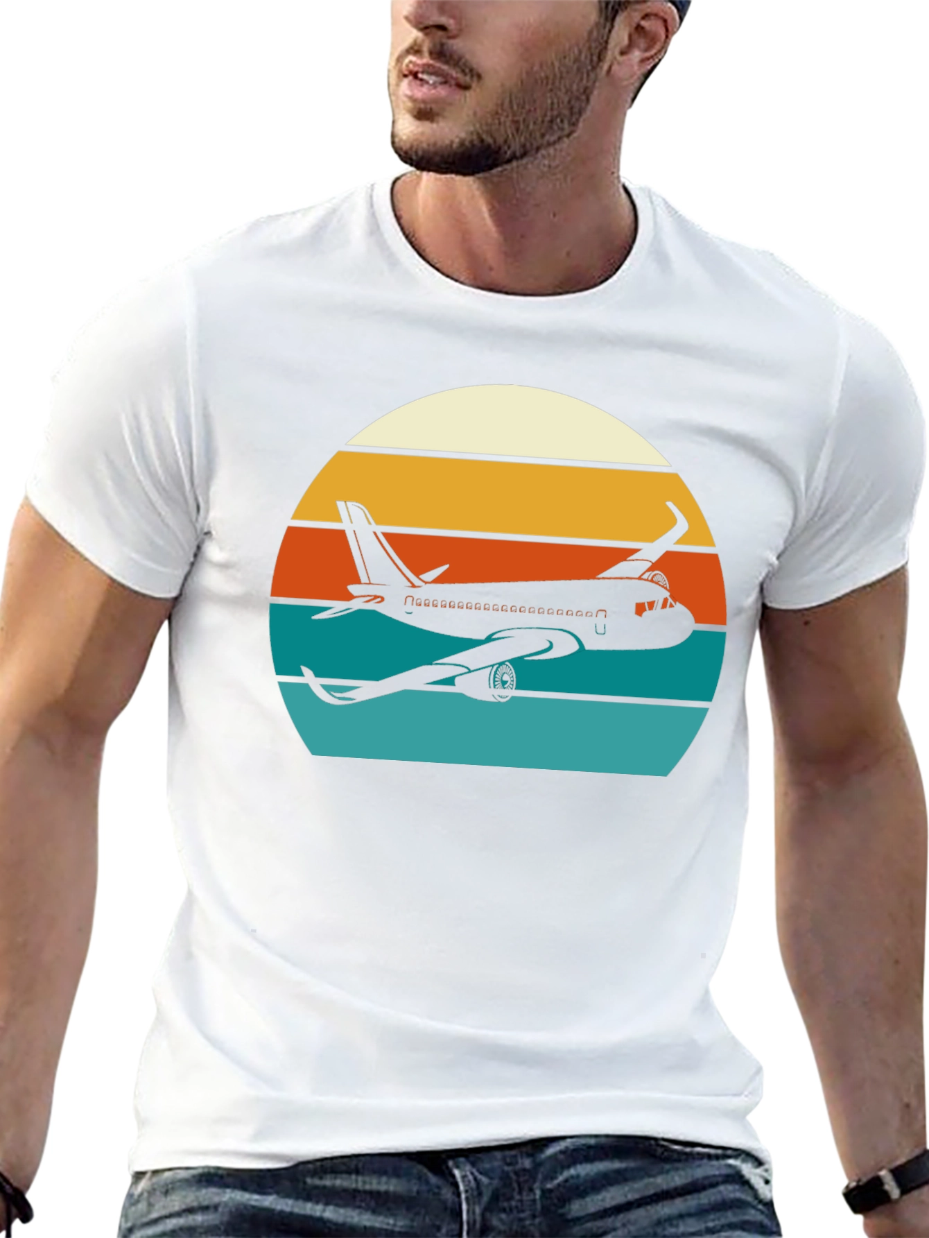 Retro Airplane Sunset Graphic Tee - Aviation Lover Shirt