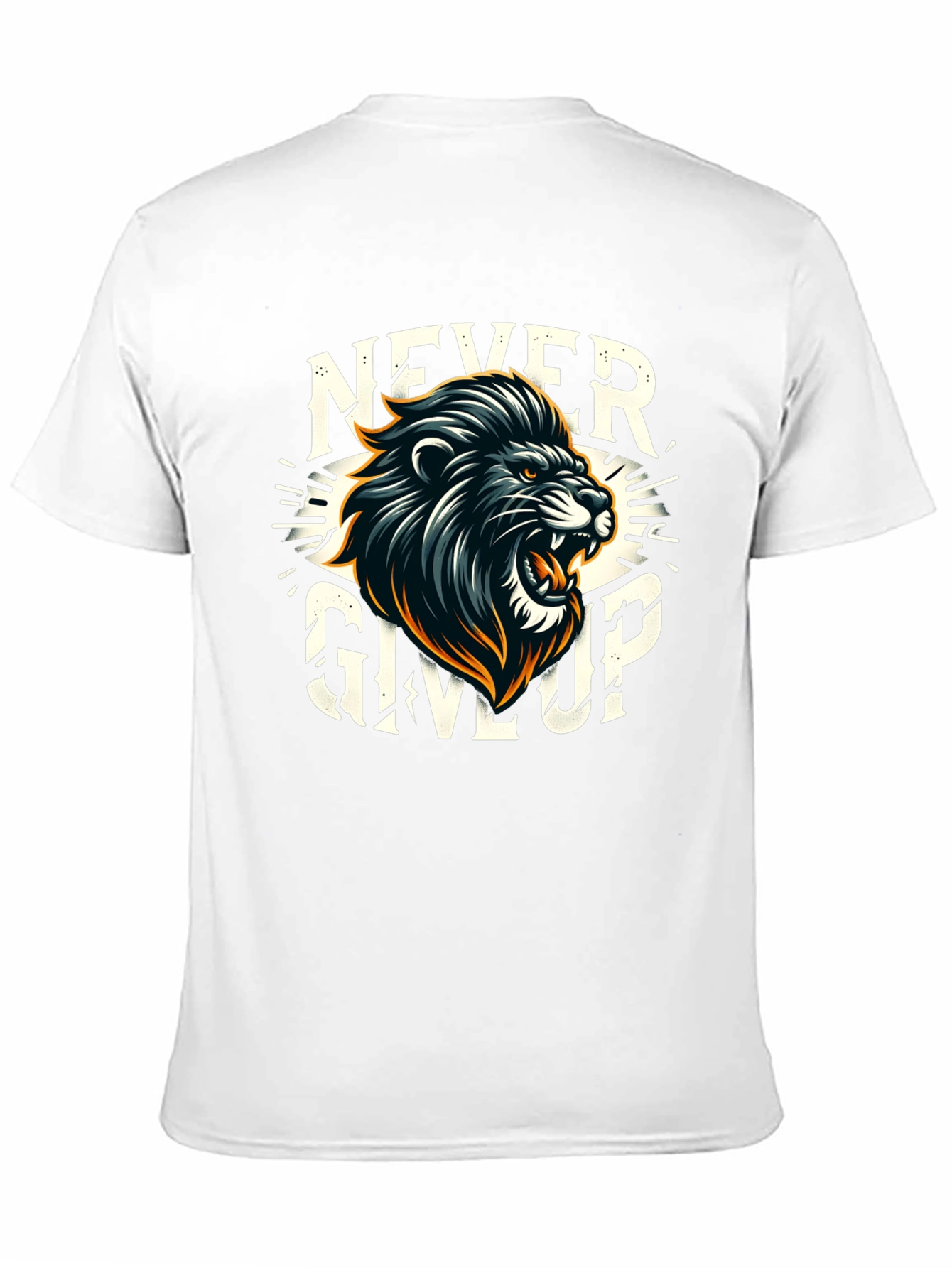 Never Give Up Lion Graphic T-Shirt